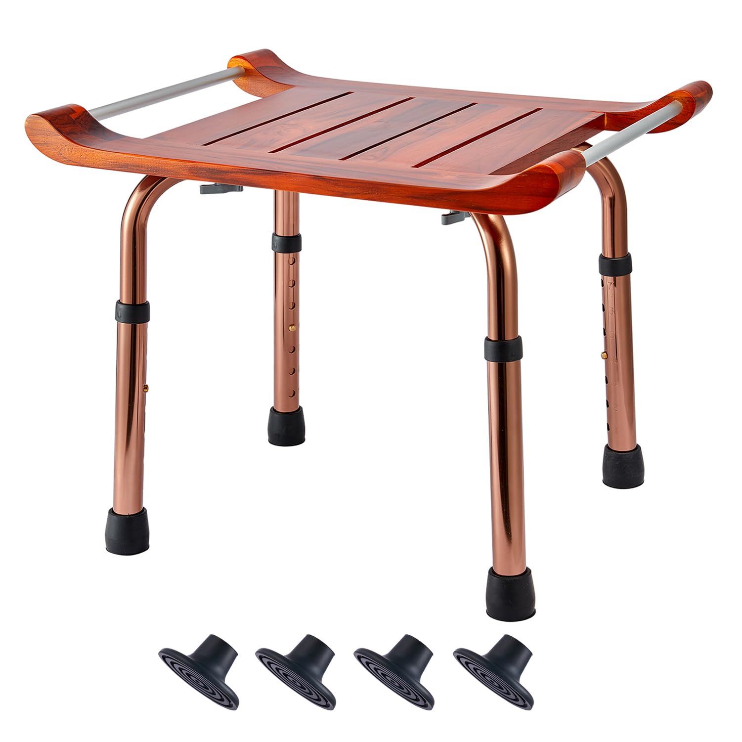 Premium Teak Shower Bench with Backrest - Waterproof Bath Seat for Elderly & Disabled - Non-Slip Spa Stool for Shower, Bathtub & Sauna Use - Ideal for Bathroom Safety & Relaxation