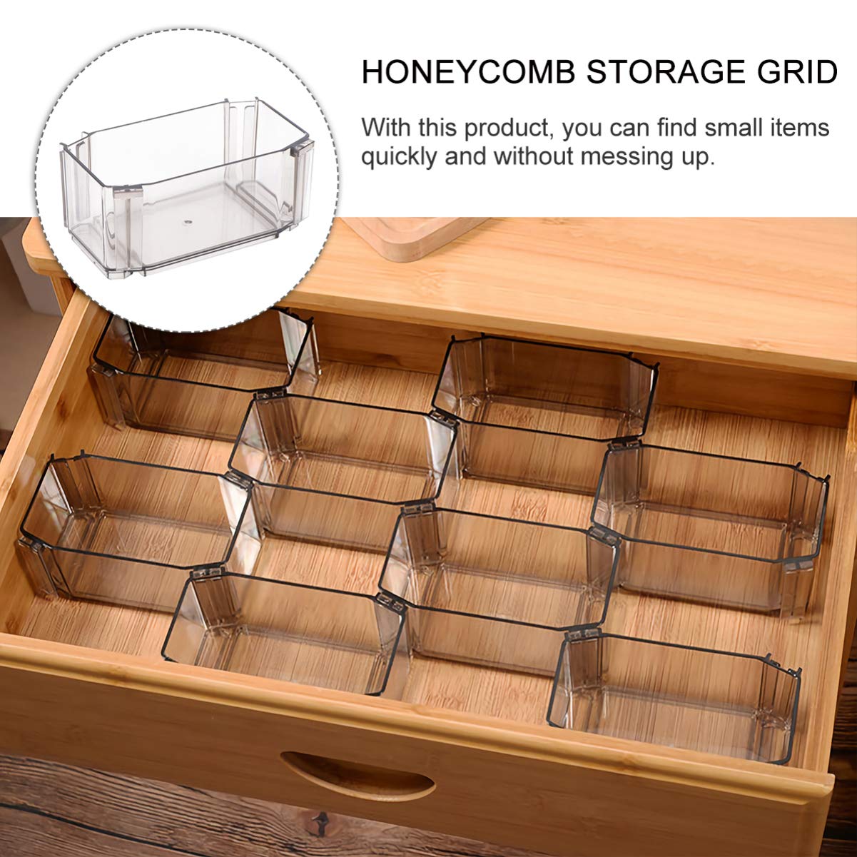 Honeycomb Drawer Organizer Set of 6 - Cabilock Drawer Dividers for Underwear, Socks & Accessories | Expandable Storage Trays for Dresser, Closet & Bedroom Organization