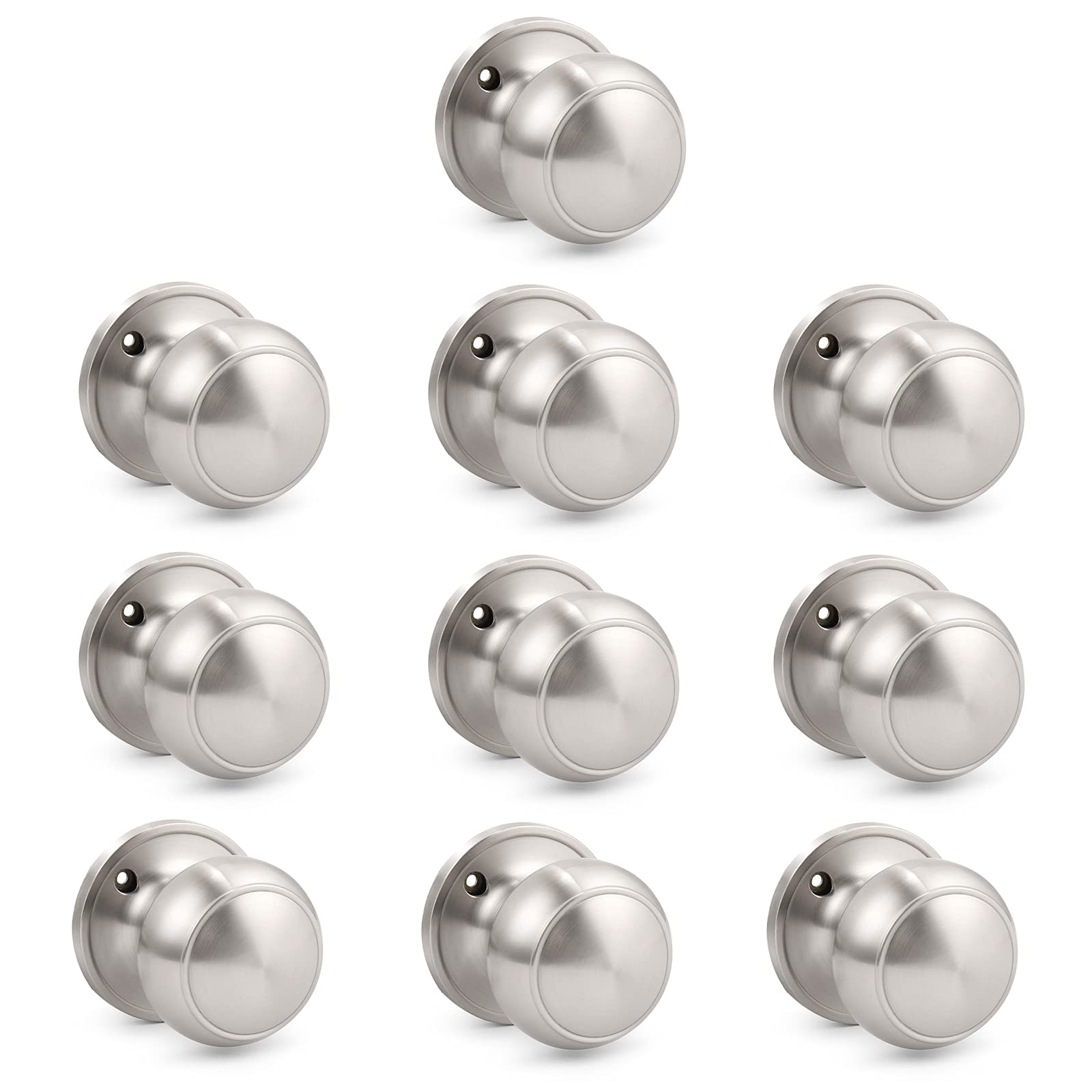 Gobrico 10 Pack Stainless Steel Keyless Half Dummy Door Handle - Durable Door Knob Lockset for Interior Closet, Bedroom & Bathroom Doors