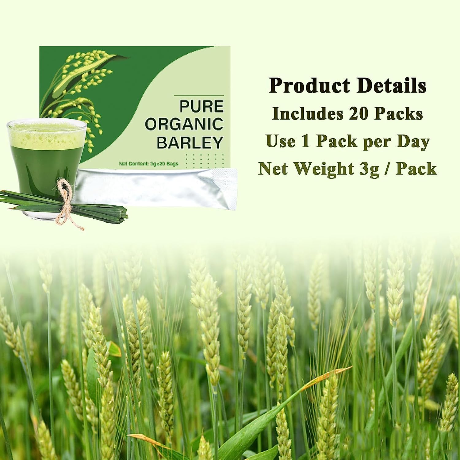 Naveta Organic Barley Grass Powder - Pure & Natural Superfood for Detox & Energy Boost (5 Boxes/100 Packs) | Ideal for Smoothies, Juices & Wellness Drinks
