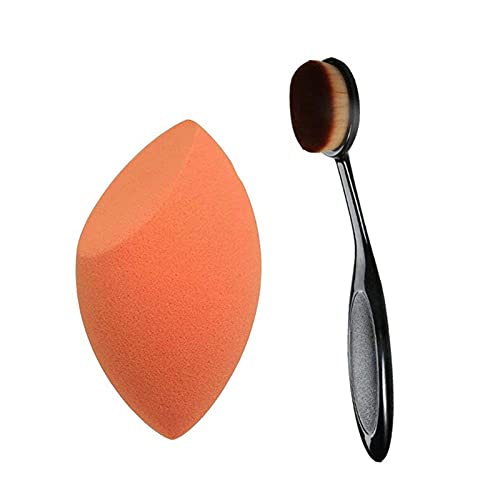 Premium Women's Foundation & Highlighter Makeup Brush Set with Beauty Blender Puff - 2 Pack for Flawless Contouring & Airbrush Finish | Perfect for Daily Makeup, Professional Makeup Artists & On-The-Go Touch-Ups