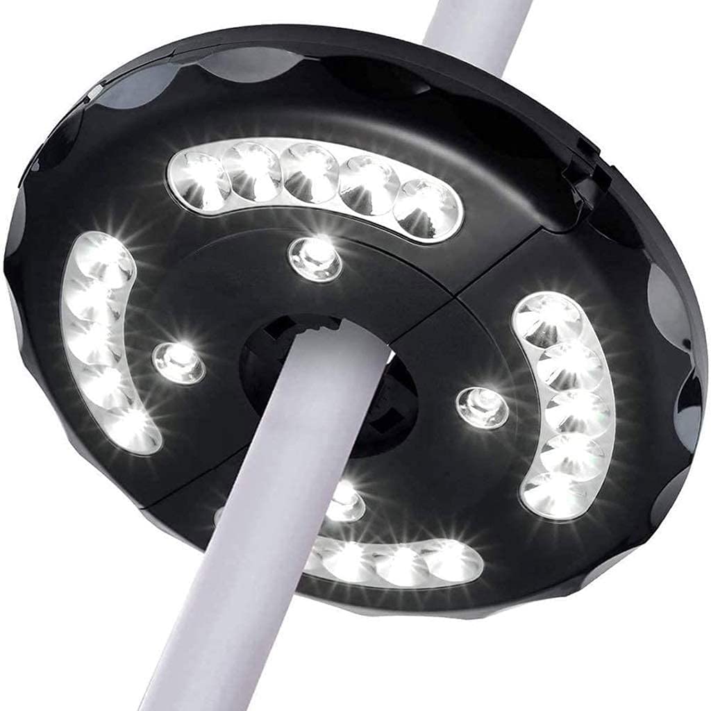 ZBQLKM Rechargeable 24 LED Patio Umbrella Lights - 3 Lighting Modes, USB Powered, Cordless Outdoor Umbrella Pole Light for Patio Decor, Camping Tents, Backyard Parties & Evening Gatherings