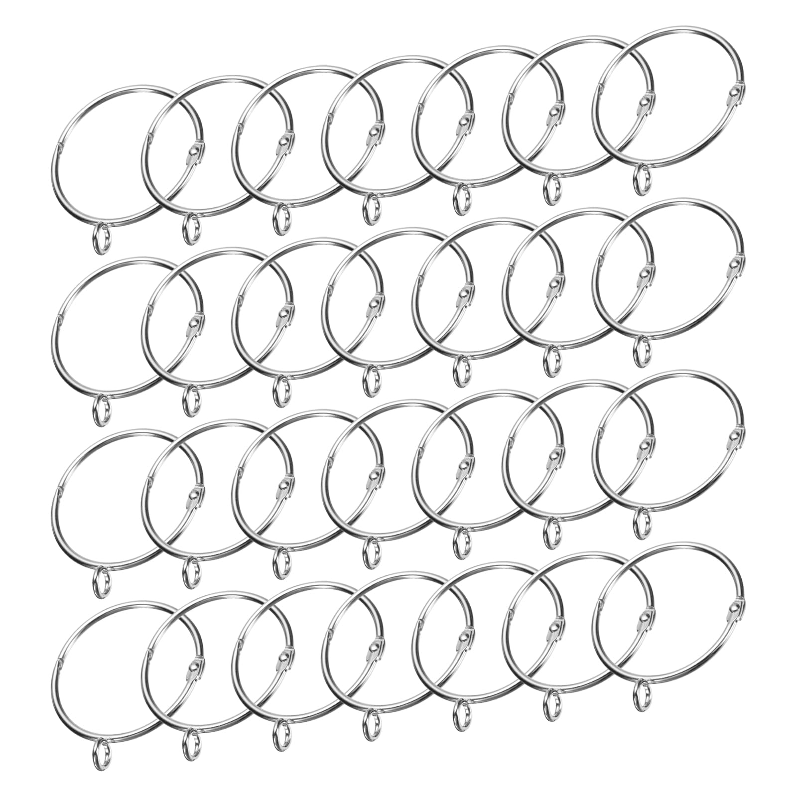 uxcell 28 PCS Openable Eyelet Curtain Rings - 2 Inch Inner Diameter Silver Metal Drapery Hooks for Hanging Curtains - Perfect for Living Room, Bedroom & Window Decor