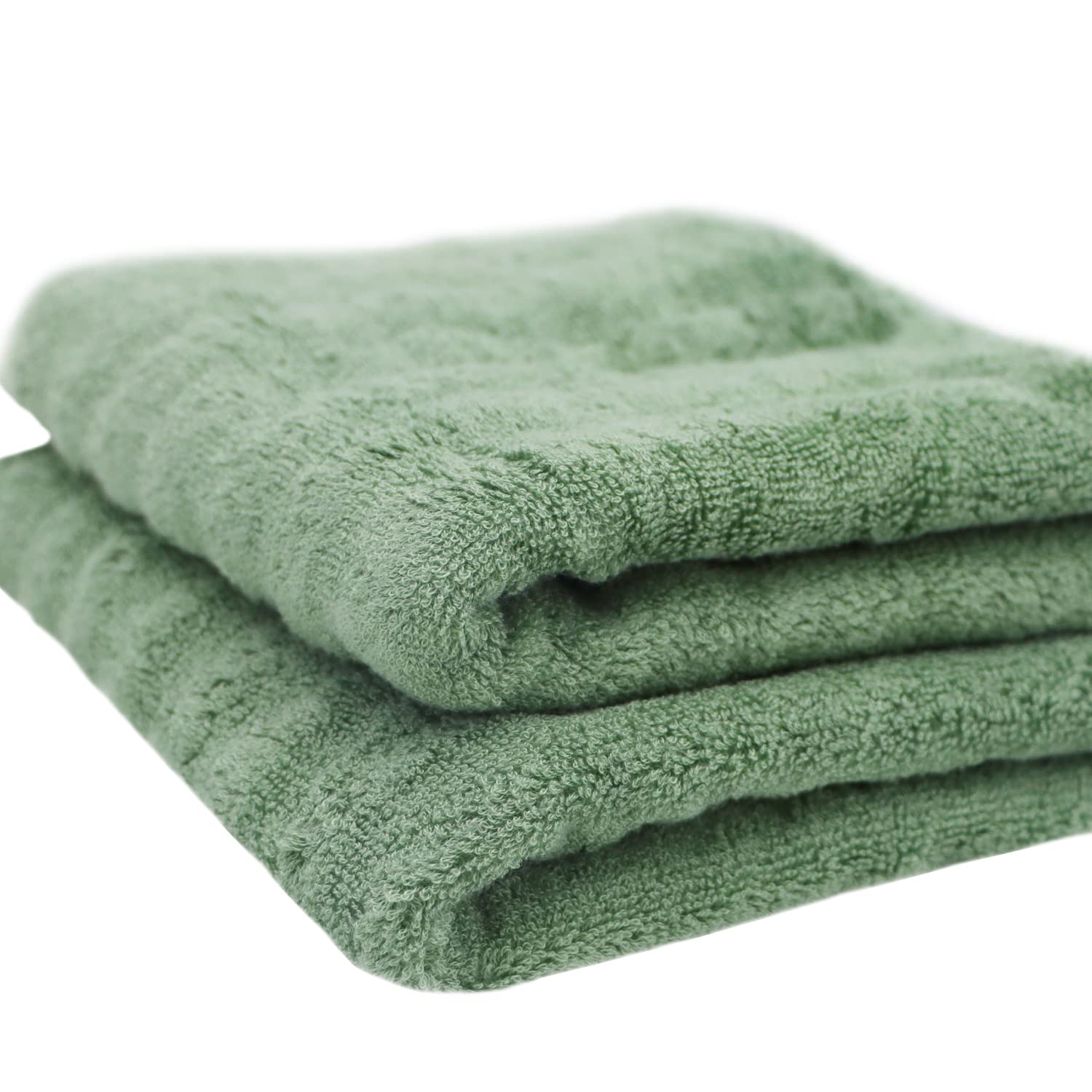 Premium Bamboo Cotton Towel Set - Ultra Soft & Highly Absorbent Bath & Hand Towels (2-Piece, Green) for Spa, Salon & Luxury Bathroom Use