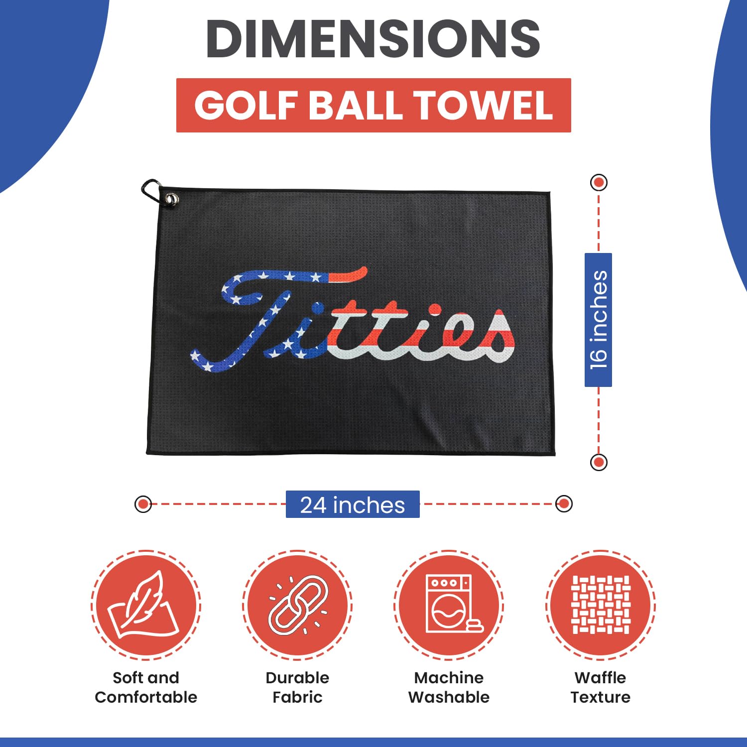 K9King Funny Golf Microfiber Towel with Clip - Premium Absorbent Golf Towel for Golf Bags - Best Golf Accessories for Men & Women - Durable Club Bag Towel for Practice & Tournaments - Perfect for Golf Courses, Driving Ranges & Club Cleaning (USA)
