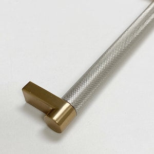 Premium Knurled Champagne Bronze & Brushed Nickel Cabinet Knobs and Pulls - Elegant Hardware for Kitchen, Bathroom & Furniture Upgrades