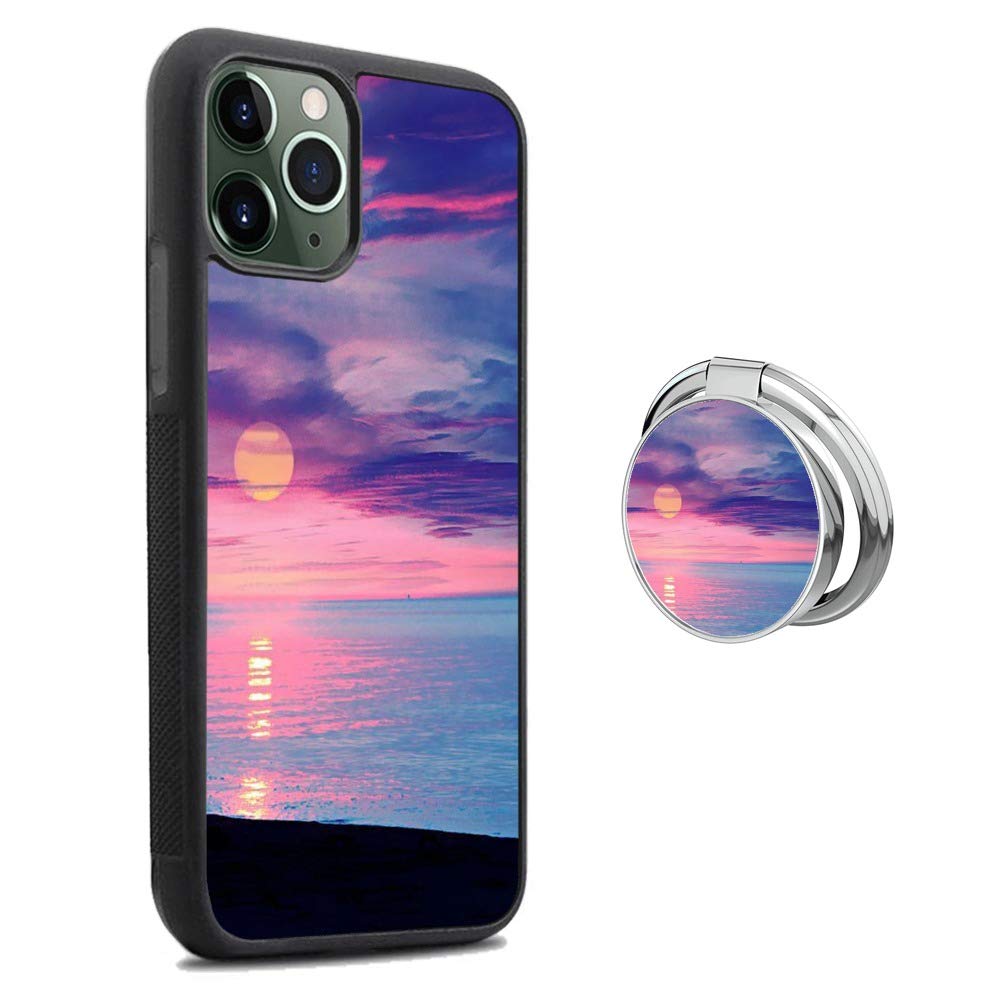 Premium Tiger Pattern iPhone 11 Pro Max Case with Grip Ring Holder - Slim Hybrid Soft & Hard Shockproof Protective Cover for iPhone 11 Pro Max (Purple Sunset) - Perfect for Outdoor Activities, Travel & Daily Protection