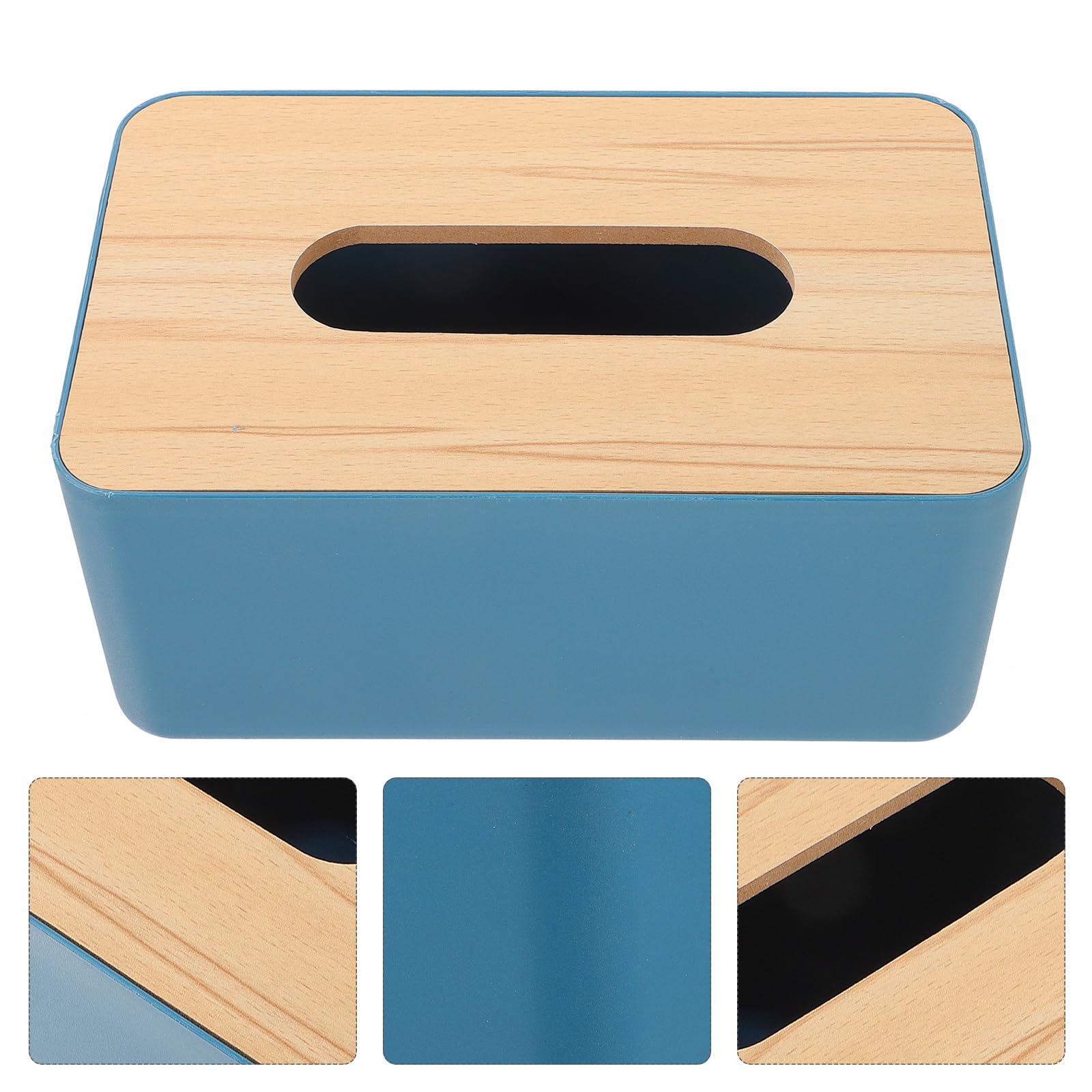 LIFKOME Wooden Lid Paper Storage Box - Organize Office Supplies, Plastic Napkins & Toiletries | Perfect for Home, Office & Bathroom Organization