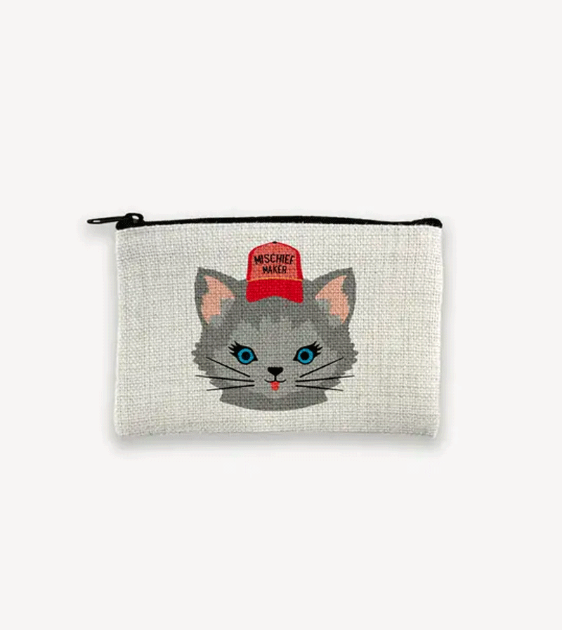 Mischief Kitty Cat Zip Purse by Rock Scissor Paper - Cute Animal Coin Wallet for Women & Girls - Perfect for Parties, Gifts & Everyday Use