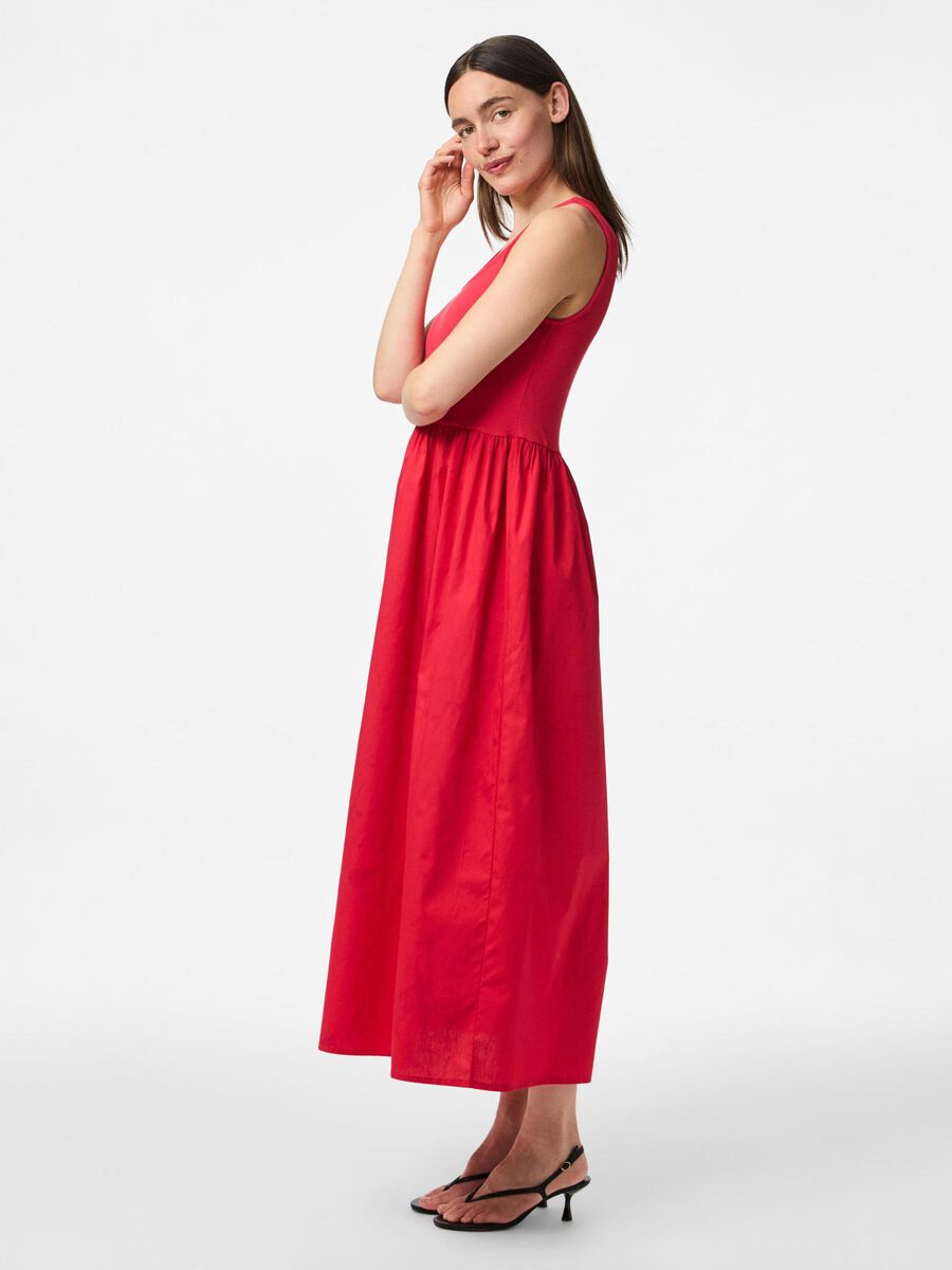 Dulla Maxi Dress for Women - Flowy Long Sleeve Boho Dress in Goji Berry Red - Perfect for Beach Vacation, Summer Party & Casual Outings