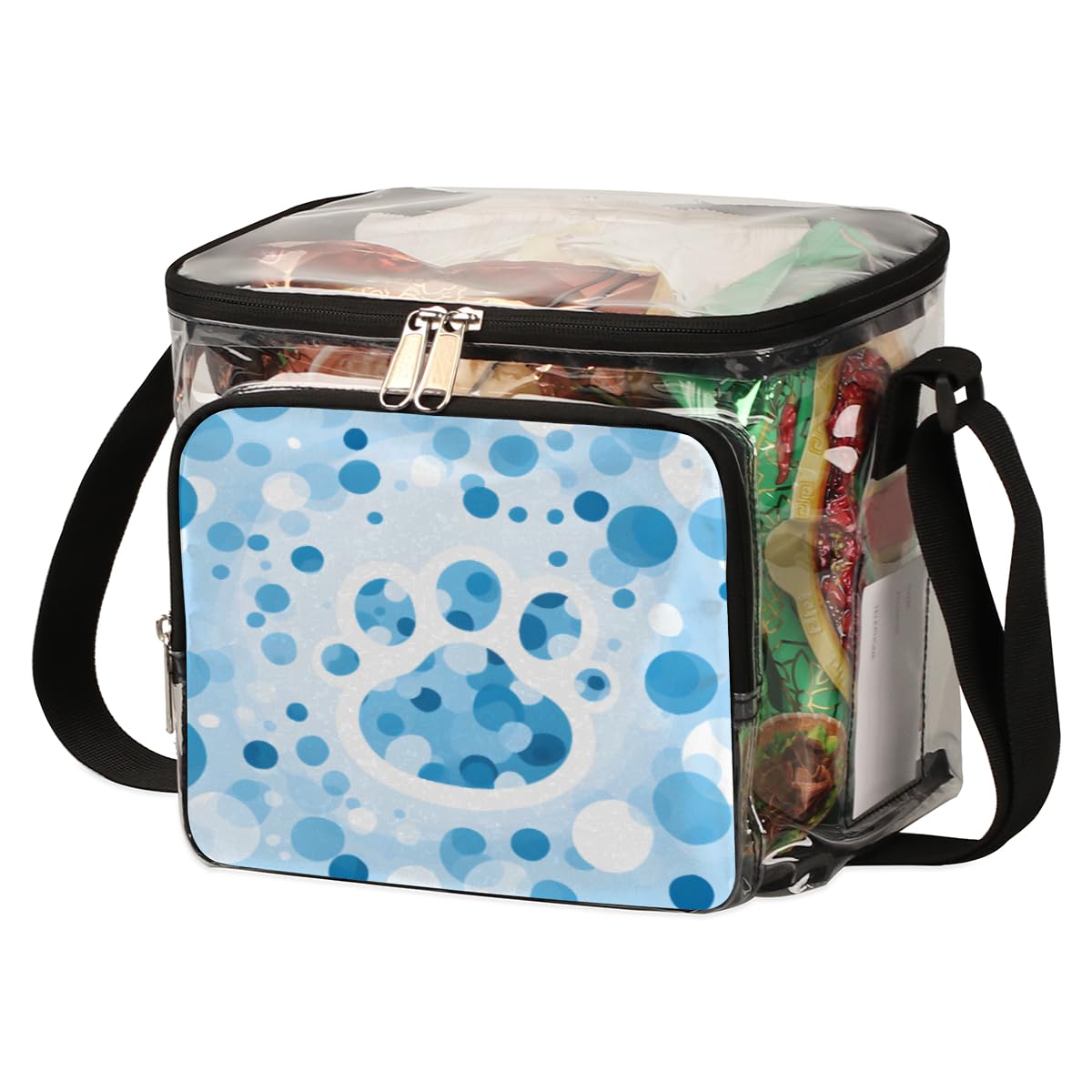 GzLeyigou Unique Blue Bubble Dot Clear Transparent Tote Bag with Handles - Crossbody Shoulder Bag for Lunch, Outdoor Travel, Picnic, Concerts & Sports Events | Stadium Approved Clear Purse for Beach, Shopping, Gym & Daily Use