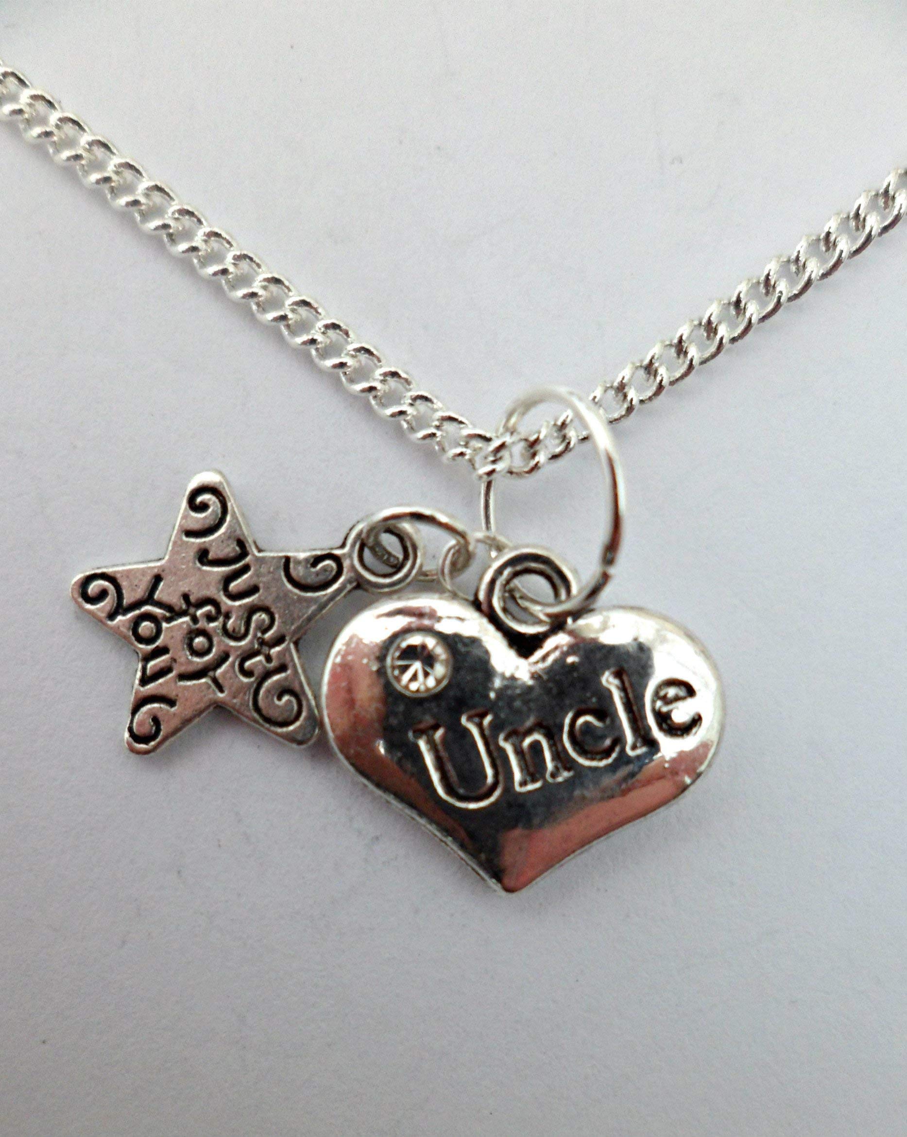 Sterling Silver Plated Heart Pendant Necklace for Men - Uncle Gift with Gemstone Charm - Perfect for Birthdays, Anniversaries & Father's Day