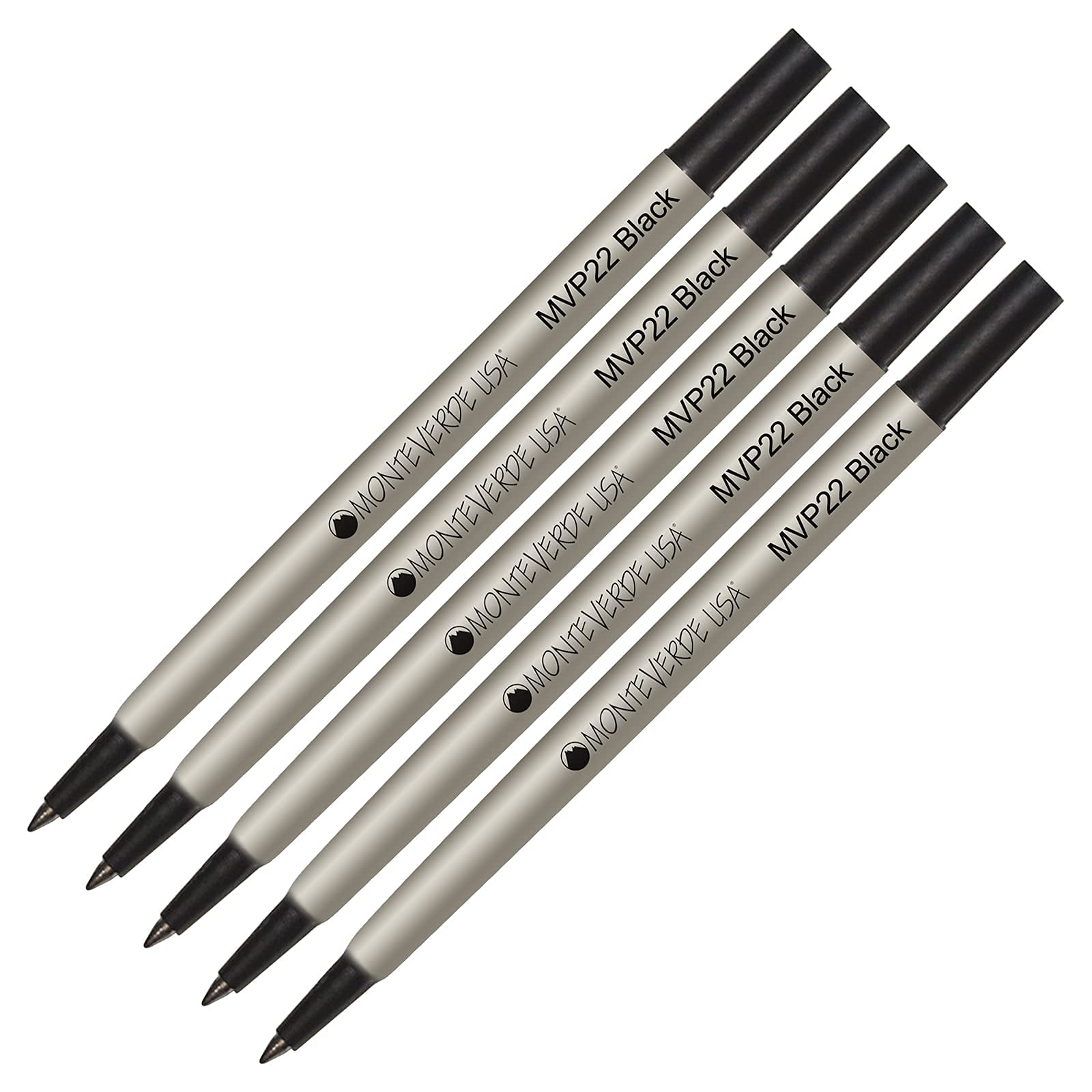 Monteverde® P22 Rollerball Ink Refill 5-Pack - Black Fine Tip 0.6mm - Compatible with Parker® Style Pens - Ideal for Office, School & Everyday Writing
