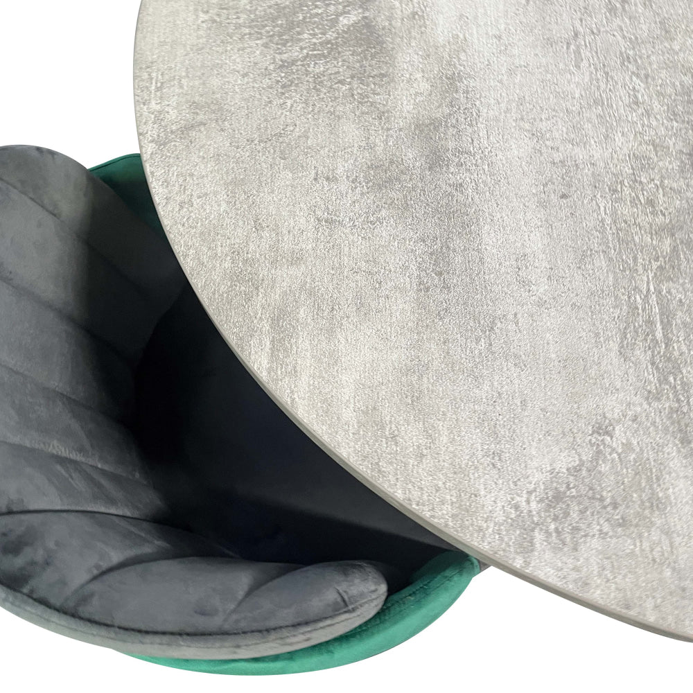 5-Piece Round Faux Marble Dining Table Set with 4 Velvet Green Chairs - Modern Kitchen Furniture for Small Spaces, Dining Room, and Apartment Decor