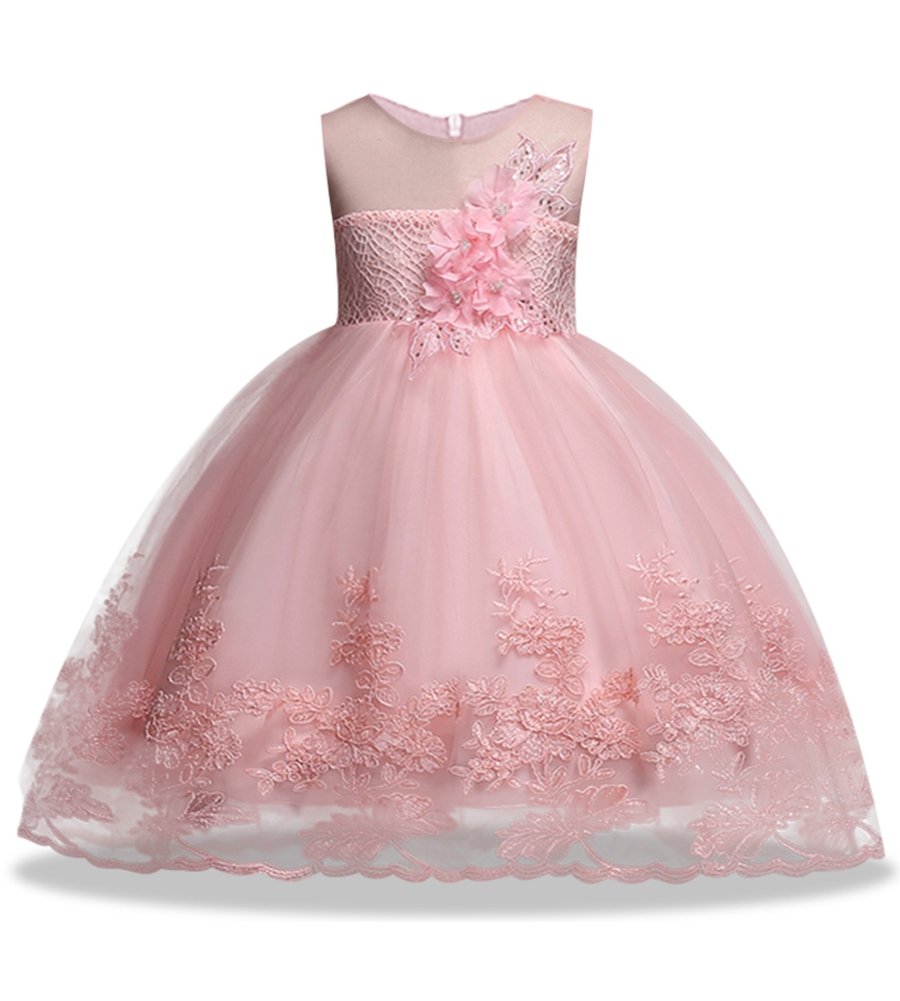 1-12 Years Girls Sequin Lace Flower Dress for Wedding Party - Elegant Formal Occasion Outfit for Birthday, Pageant, and Special Events