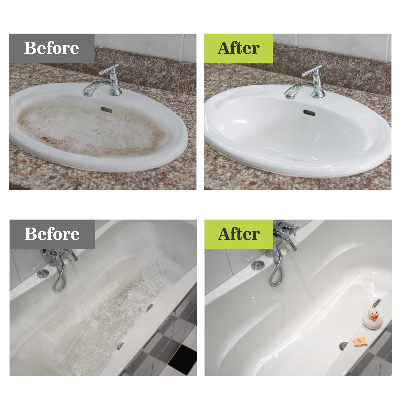 NADAMOO 2-Pack Tub and Tile Spray Paint Kit - High Gloss White Enamel Aerosol Refinishing Paint for Porcelain Bathtubs, Sinks, Showers & Fixtures - Easy DIY Bathroom Renovation & Home Improvement Project (4 Cans)