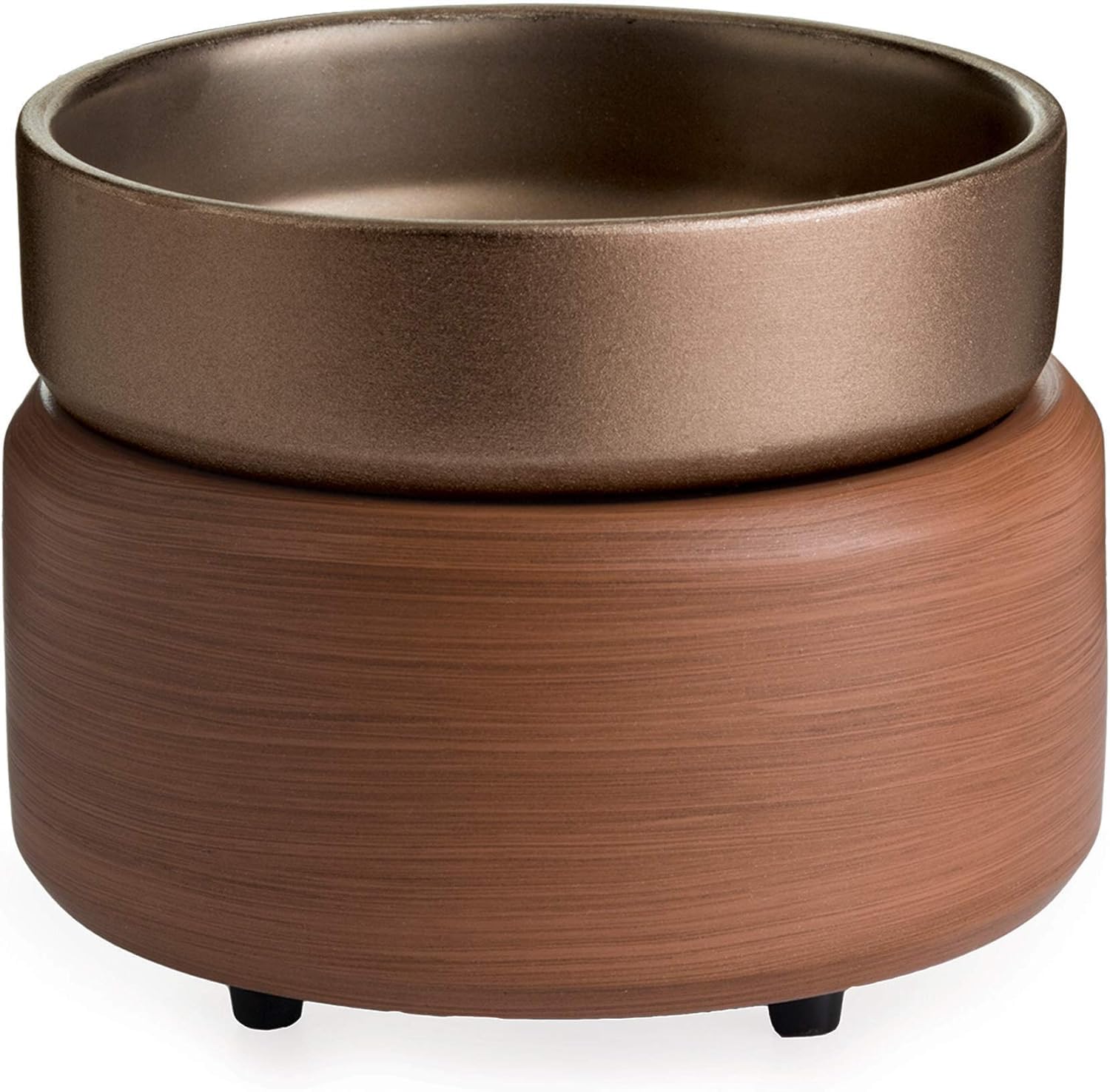 2-in-1 Candle & Wax Warmer for Scented Candles & Wax Melts - Pewter Walnut Fragrance Diffuser for Home, Office & Relaxation
