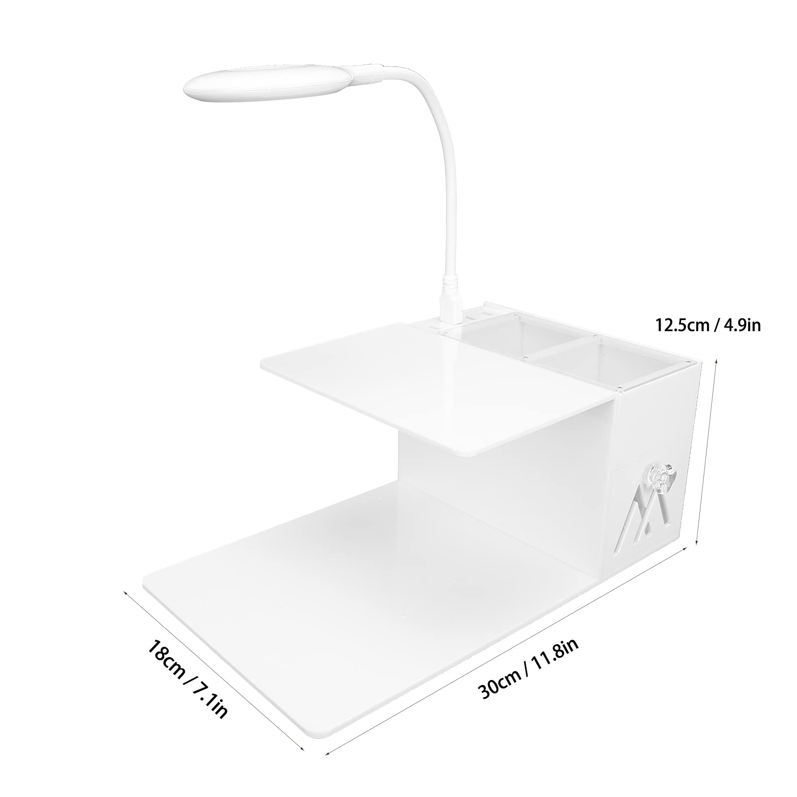 Professional Eyelash Extension Organizer Stand with Adjustable USB LED Light - Acrylic Makeup Tool Shelf for Eyelash Artists & Beauty Professionals - Perfect for Salon, Home, and Travel Use