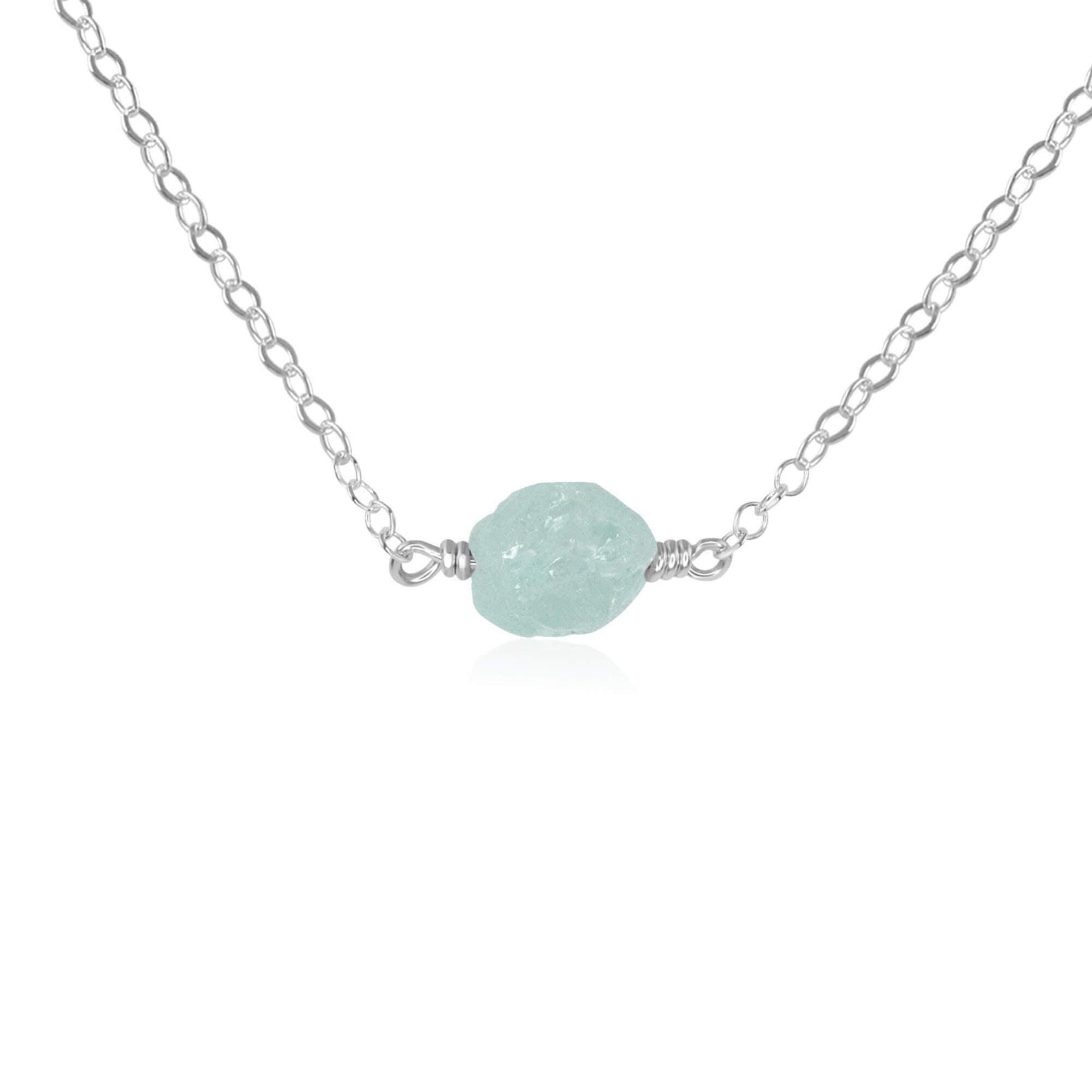 Natural Tiny Raw Aquamarine Crystal Pendant Necklace - Handmade Boho Jewelry for Women, Healing Stone Gift for Birthdays & Spiritual Energy (Perfect for Meditation, Yoga & Everyday Wear)