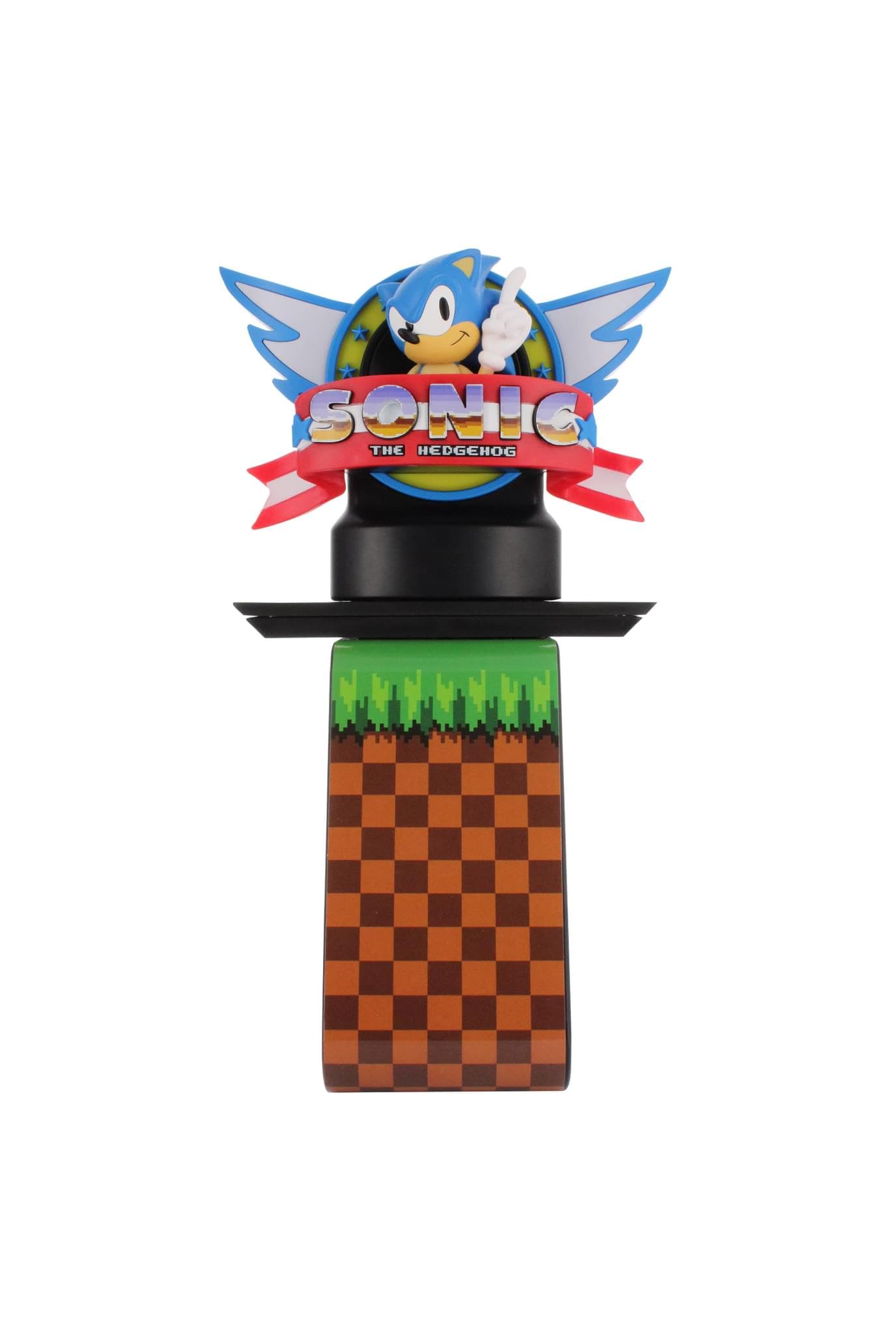 Classic Sonic The Hedgehog LED Gaming Controller & Phone Holder with Charging Ports - Officially Licensed Cable Guys Figure - Perfect for Gaming Setups and Desk Organization