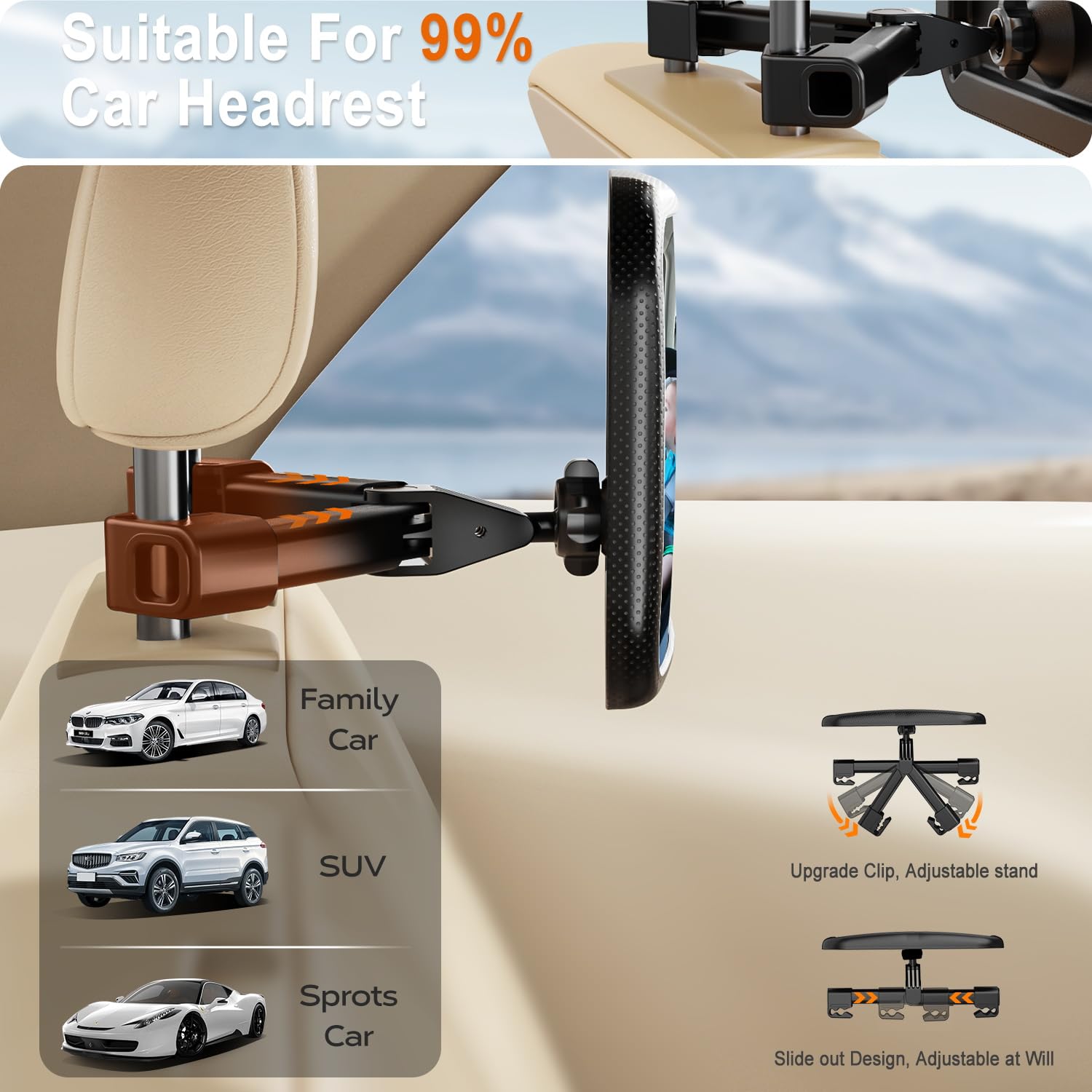 **Baby Car Mirror - Shatterproof Rear Facing Car Seat Mirror for Infants & Newborns | Wide Crystal View, Adjustable Hook Clip Design, Crash Tested & Non-Shaking | Perfect for Safe Car Rides & Traveling with Baby**