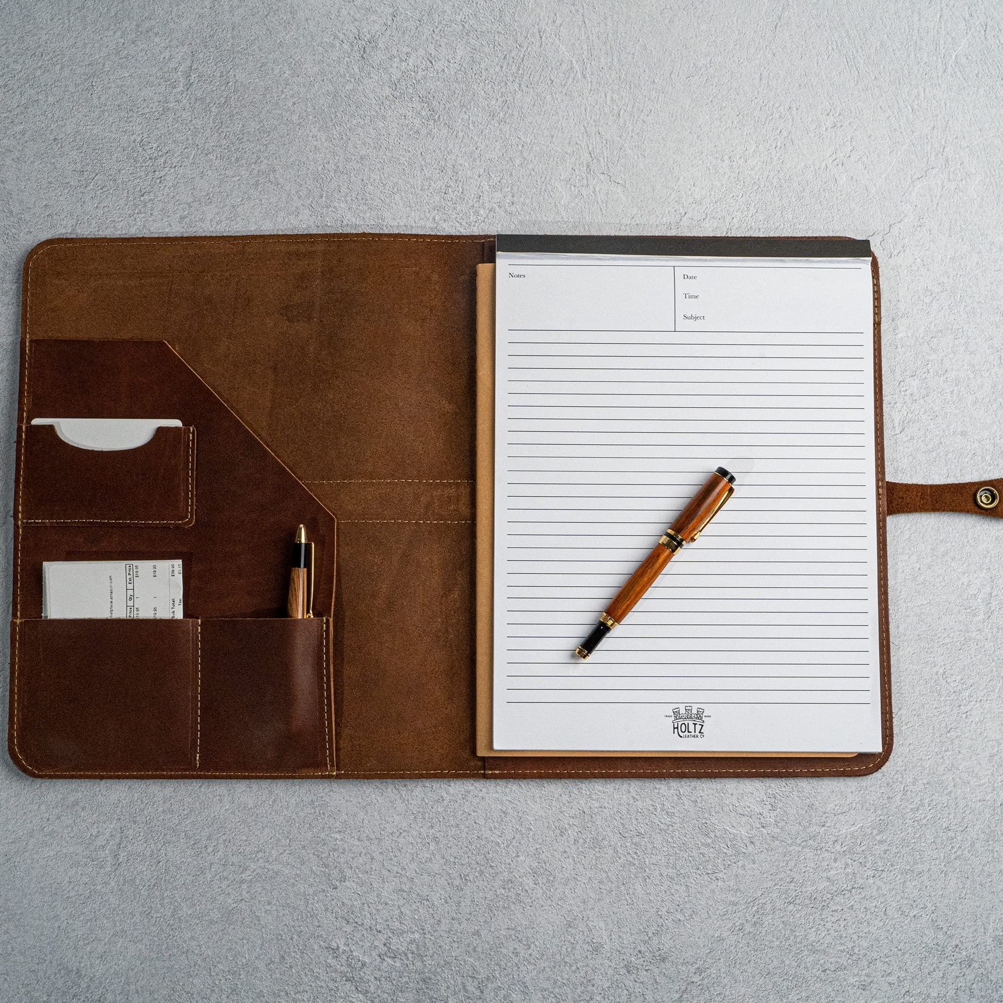 Holtz Leather Co. Premium Leather Portfolio for iPad - Vanderbilt 2.0 Business Padfolio with Legal Pad & Lined Journal - Perfect for Office Meetings, Business Travel & Professional Presentations