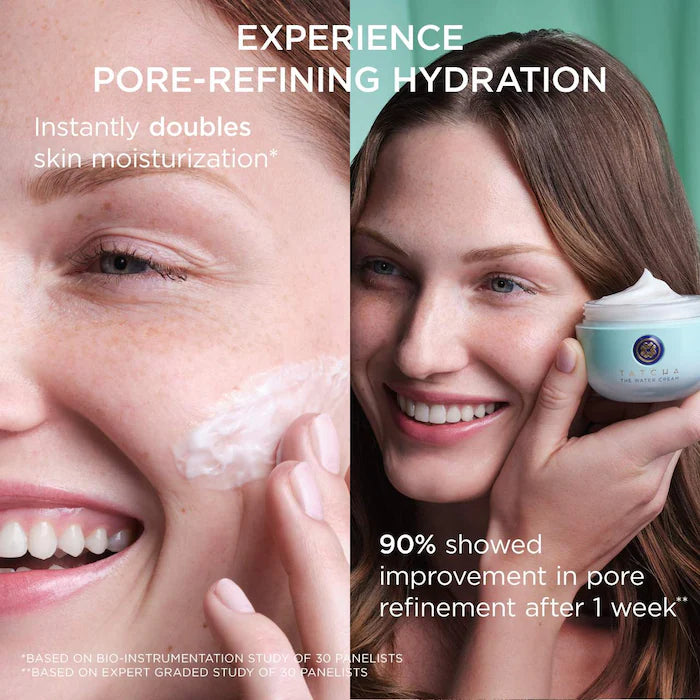 Tatcha The Water Cream Oil-Free Hydrating Face Moisturizer for Pore Minimizing - Lightweight Gel Cream for Dry, Oily & Combination Skin - Perfect for Day & Night Skincare Routine