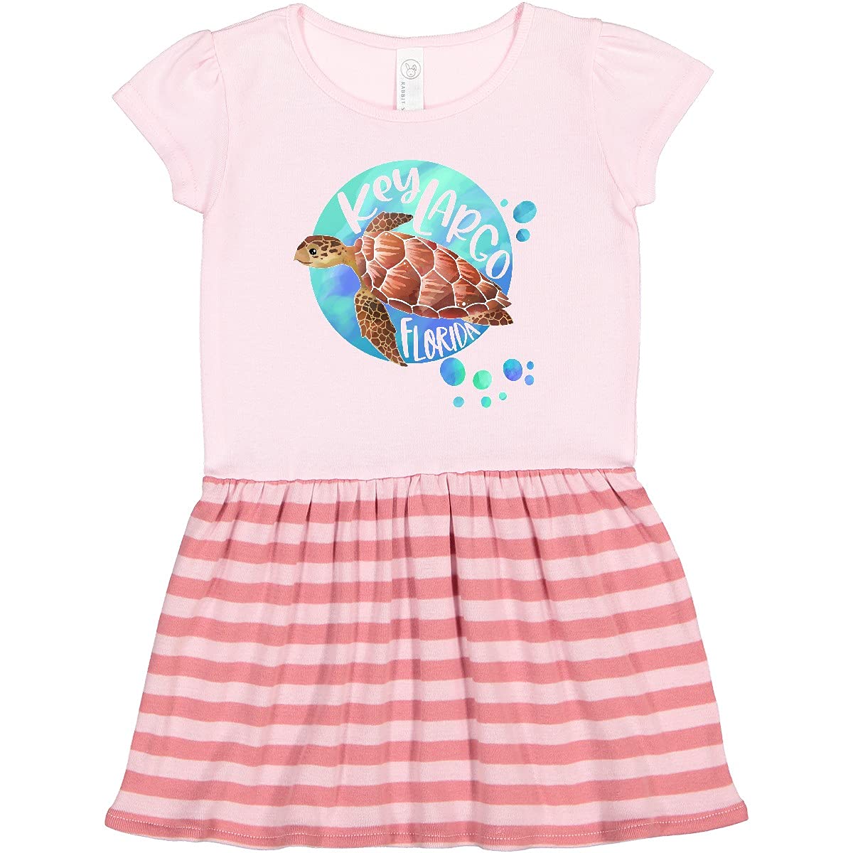 Inktastic Key Largo Florida Sea Turtle Print Bubble Design Toddler Dress - Cute Summer Outfit for Beach Vacation & Pool Party
