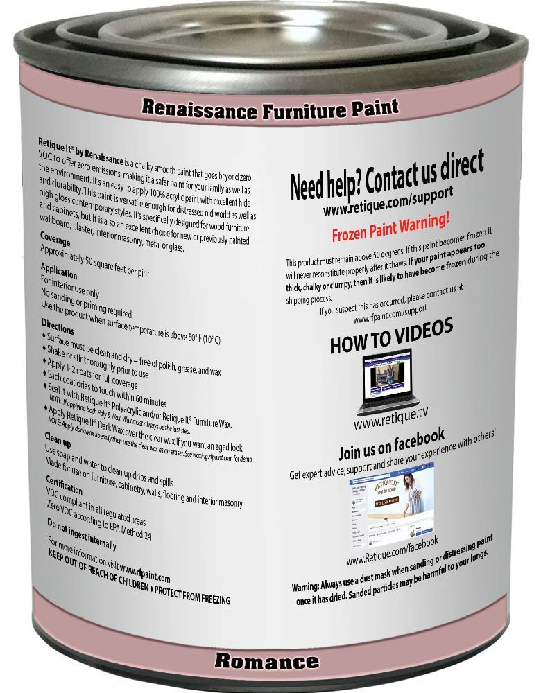 Retique It Chalk Furniture Paint by Renaissance DIY - 6 Piece Set (52 Romance, 32 Ounces) - Perfect for Furniture Restoration, Home Decor Projects & DIY Crafts