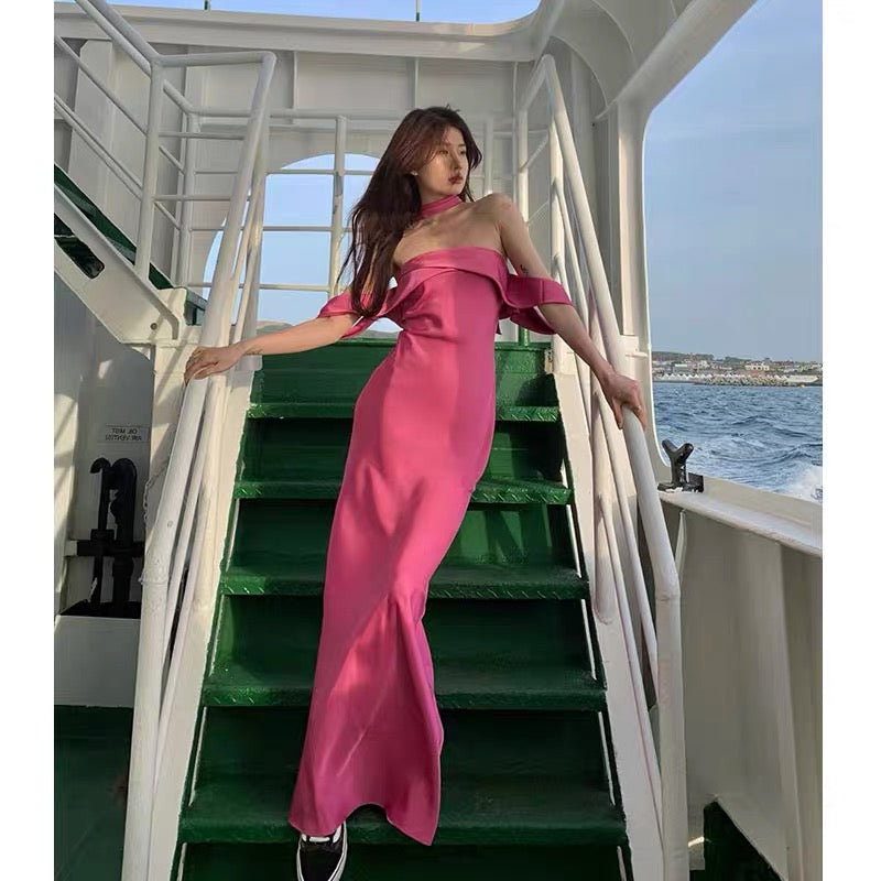 Elegant Off Shoulder Pink Sheath Long Prom Dress for Formal Party & Evening Gala - J3384 | Perfect for Homecoming, Wedding Guest & Special Occasions