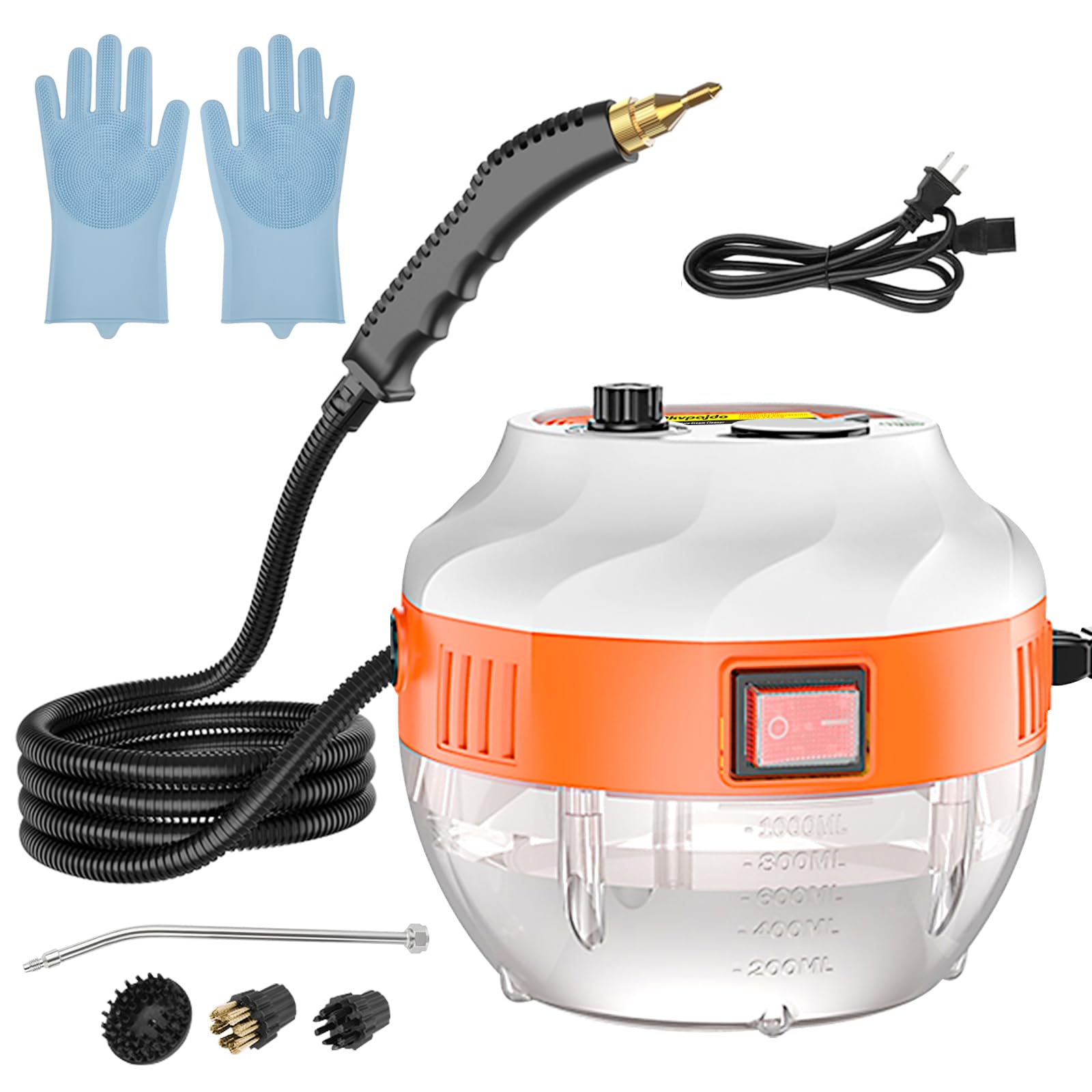 2500W High-Pressure Steam Cleaner with 3 Brush Heads - Portable Handheld Steam Mop for Kitchen, Bathroom, Carpet, Car & Tile Cleaning - Perfect for Deep Cleaning Floors, Upholstery & Hard Surfaces