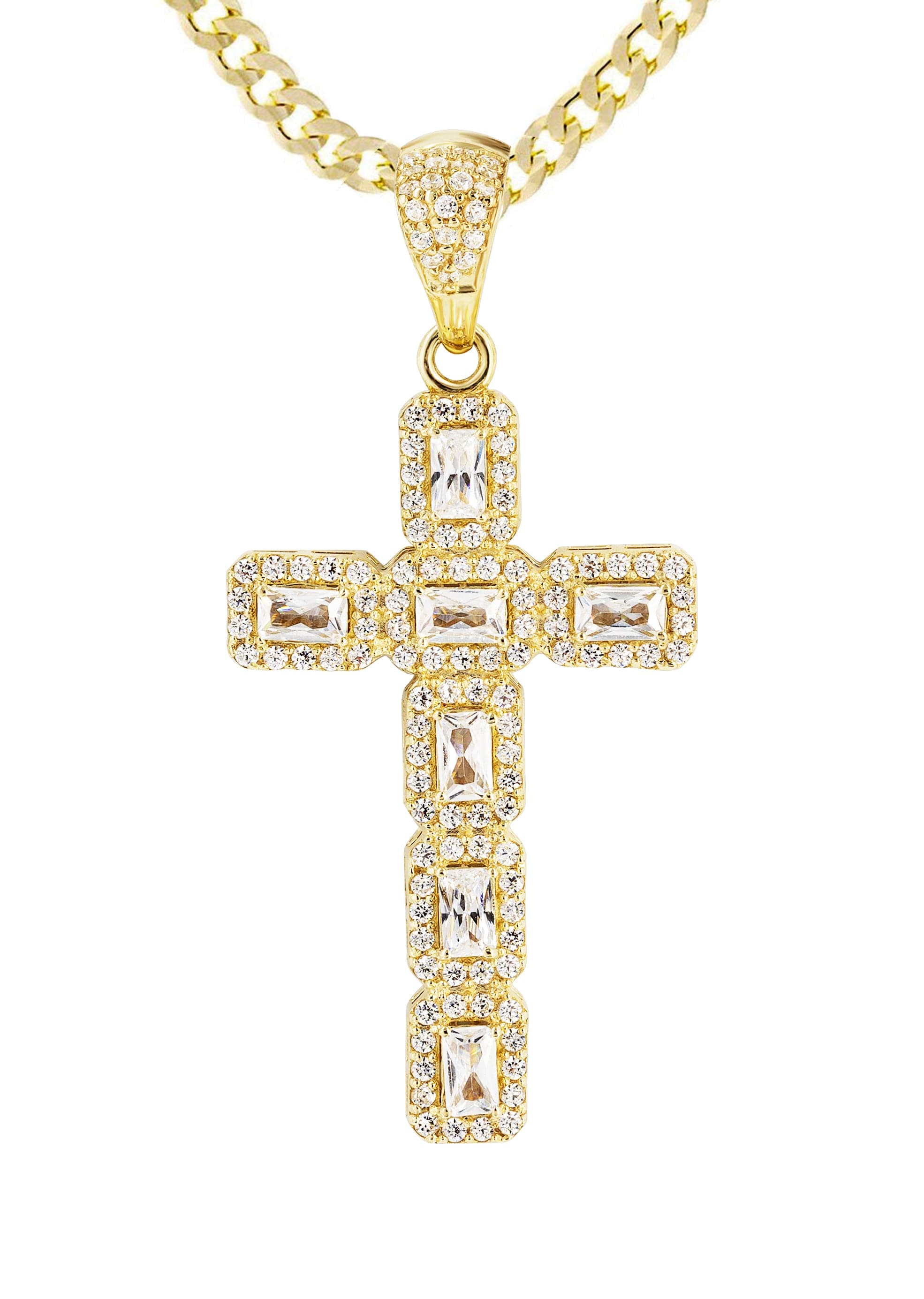 10K Yellow Gold Cross Necklace for Women - 3 Piece Set (14.7 Grams) | Elegant Religious Jewelry Gift for Baptism, Confirmation & Everyday Wear