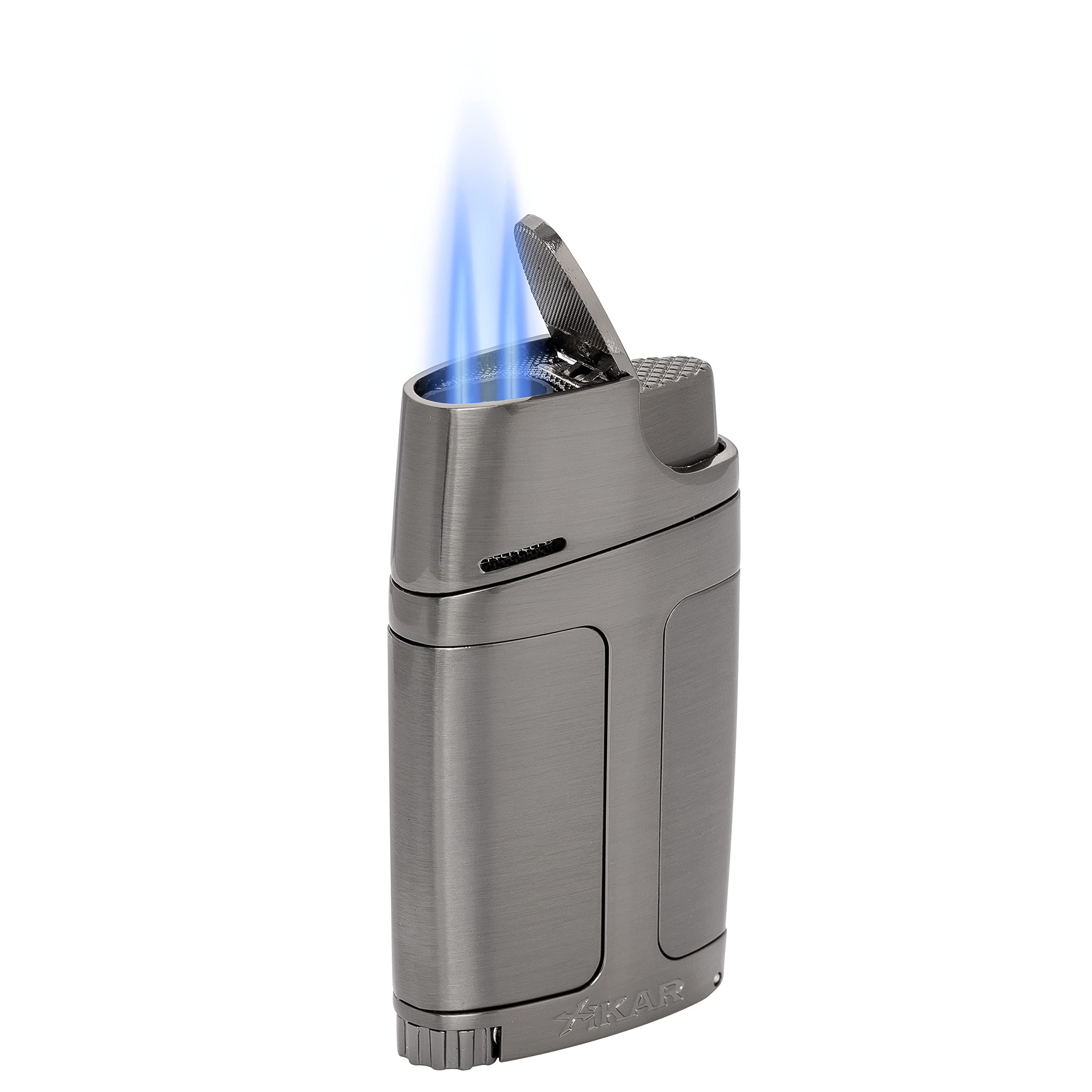 Xikar ELX Double Jet Flame Butane Torch Lighter with 9mm Cigar Punch - Refillable Adjustable Flame Cigar Lighter with Fuel Window - Perfect for Cigar Aficionados, Outdoor Smoking & Special Occasions