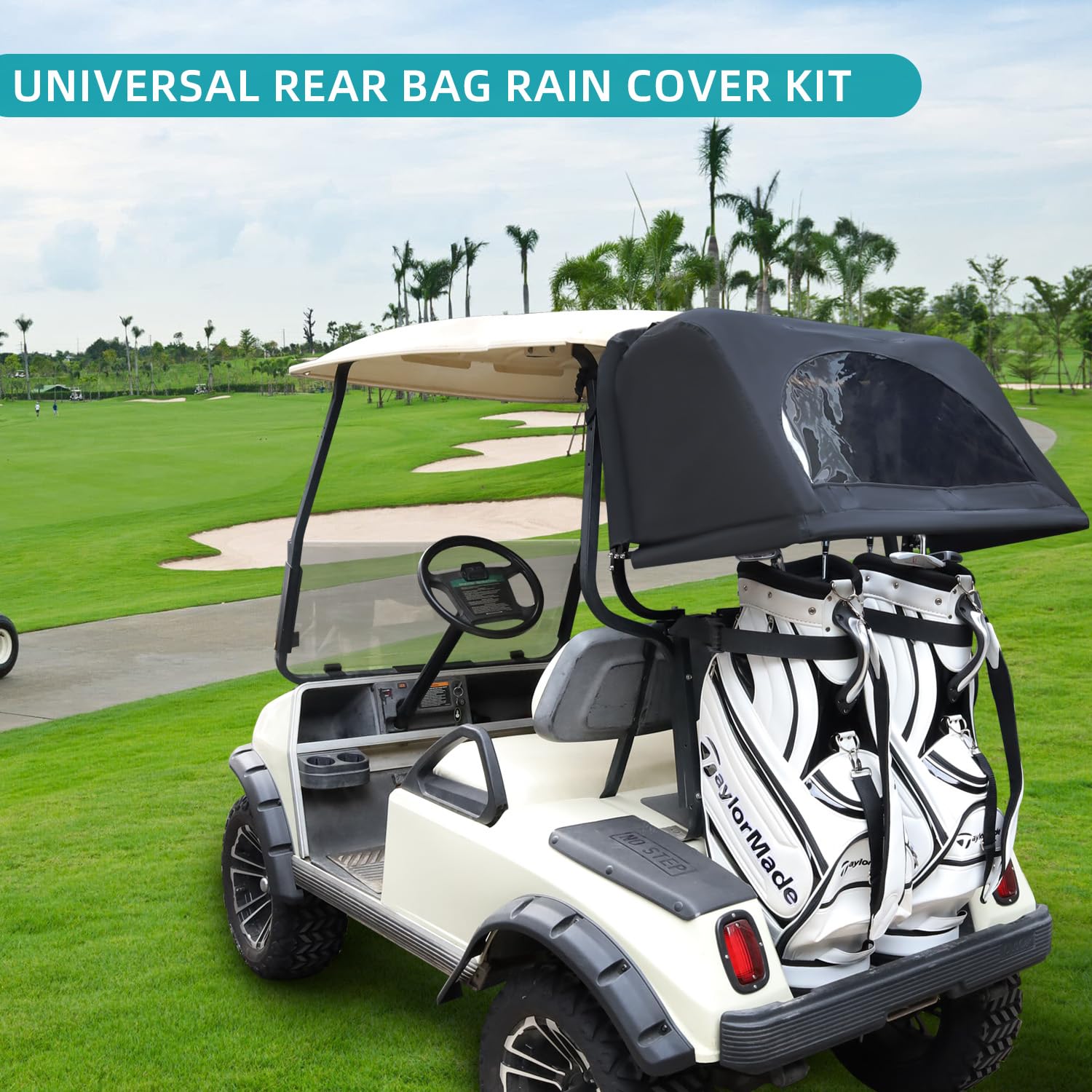 Universal Rear Bag Rain Cover Kit for Golf Carts - Waterproof Protection for Golf Clubs & Equipment - Perfect for Rainy Days & Outdoor Storage