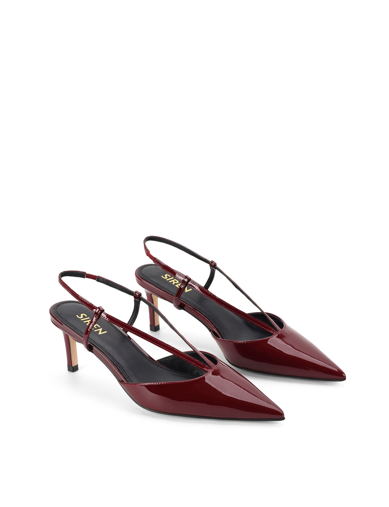 Dreamer Slingback Kitten Heels - Women's Wine Red Patent Leather Low Heel Shoes for Work, Office & Special Occasions