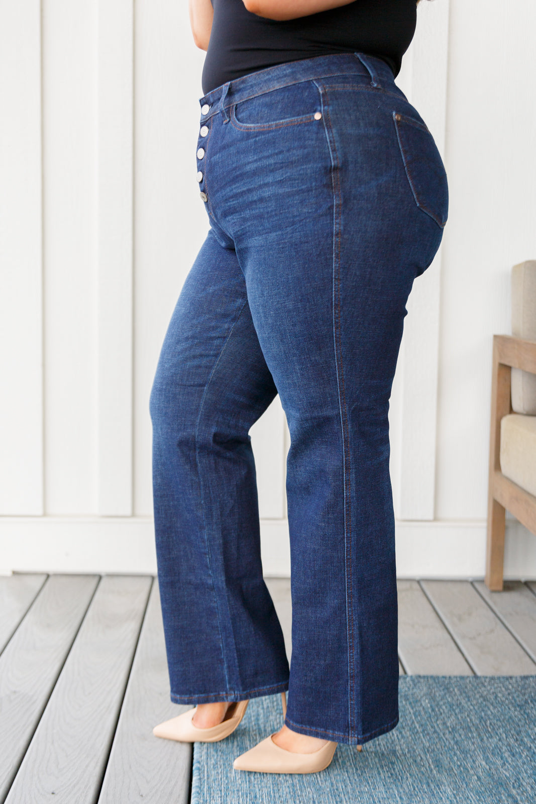 Arlo High Rise Button Fly Straight Jeans for Women - Classic Denim Pants for Casual & Office Wear