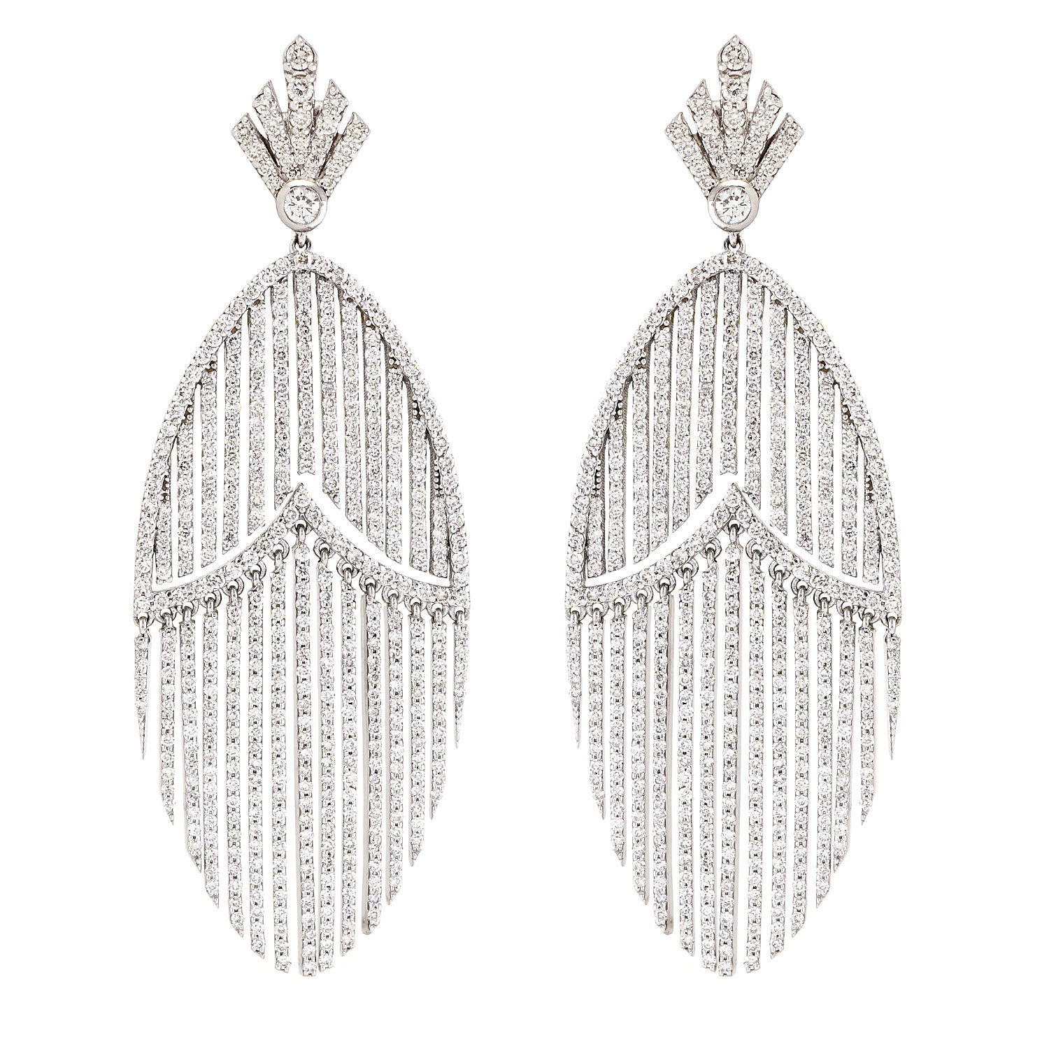 18k White Gold Micro Pave Diamond Chandelier Earrings for Women - Elegant Dangling Earrings for Weddings, Parties & Special Occasions