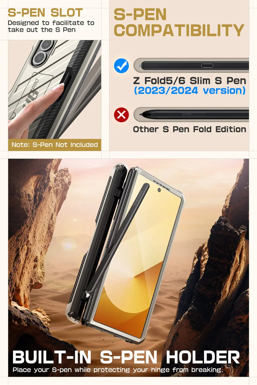 SUPCASE Unicorn Beetle Pro Rugged Case for Samsung Galaxy Z Fold 6 - Shockproof Protective Cover with Built-in Screen Protector | Perfect for Outdoor, Work & Travel Use