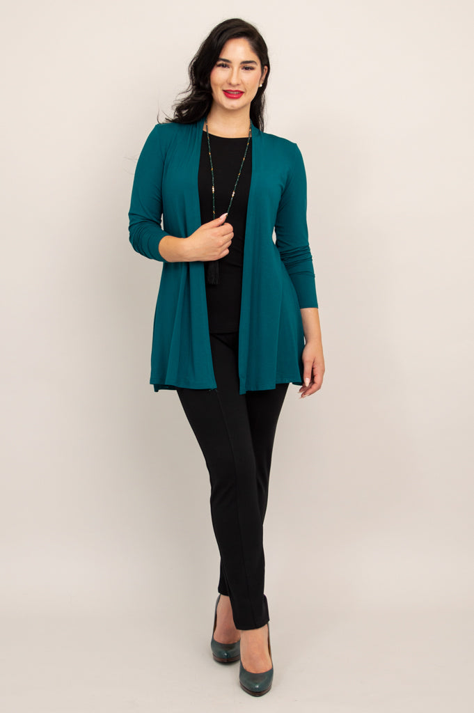 Eco-Friendly Bamboo Chopra Jacket in Teal - Sustainable Lightweight Outerwear for Yoga, Travel & Casual Wear