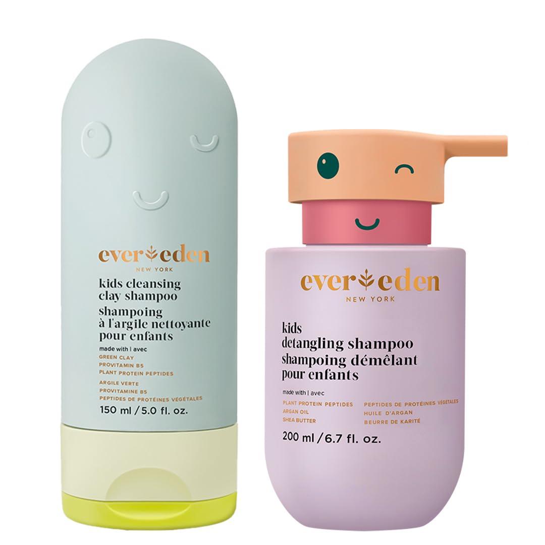 Evereden After Swim & Sports Kids Shampoo & Detangler Set - Cleansing Clay Formula for All Hair Types | Non-Toxic, Clean Ingredients | Perfect for Post-Swim, Sports & Daily Kids Hair Care