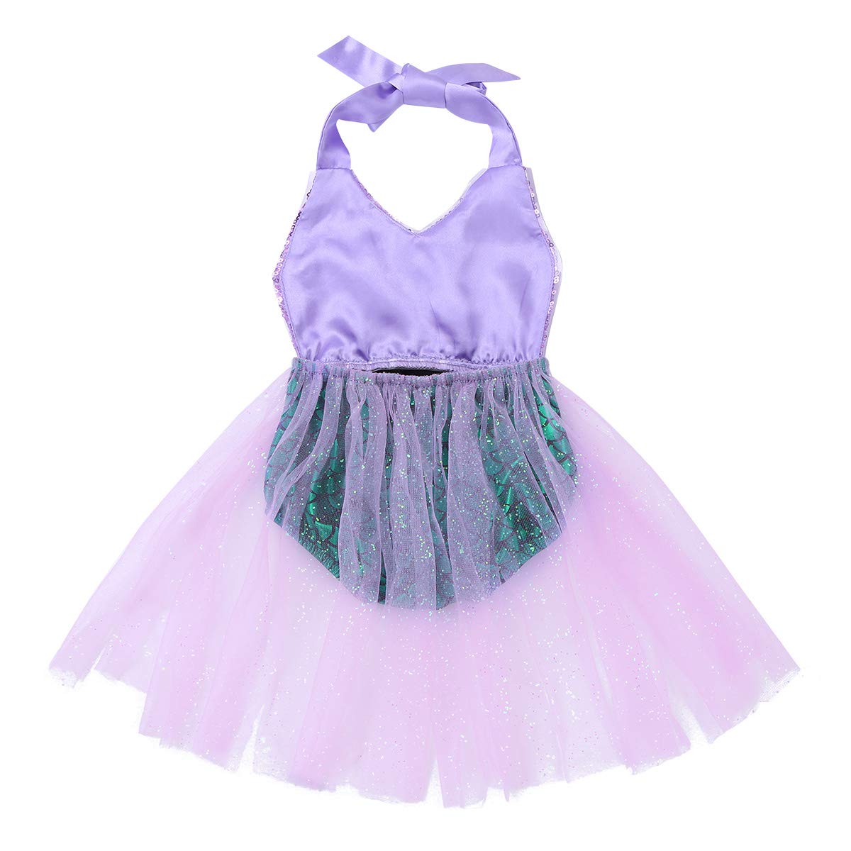 Kaerm Infant Baby Girls Halter Sequins Fish Scale Romper Swim Dress - Mermaid Princess Costume for Beach, Pool Party & Photo Shoots