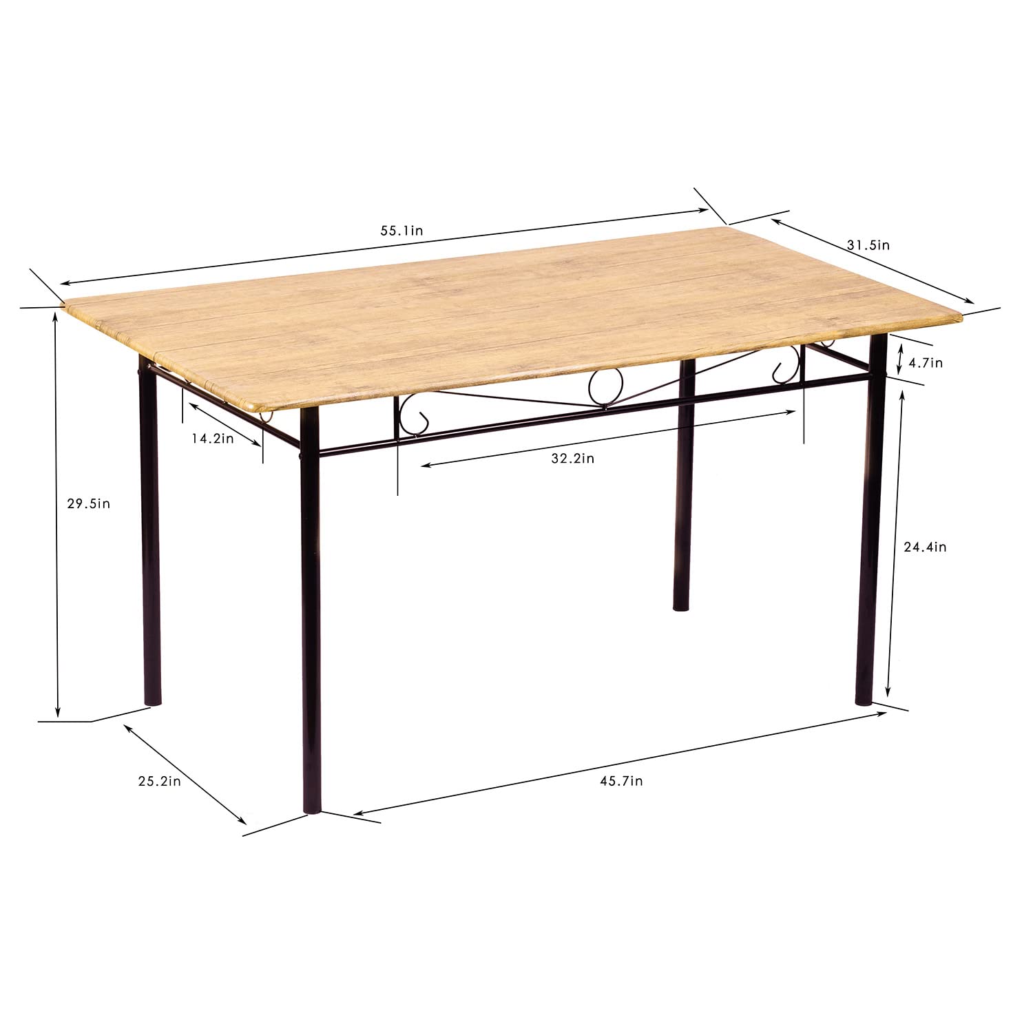 7-Piece Space Saving Dining Set with Wood Top & Metal Legs - Compact Kitchen Table & 6 Chairs for Small Homes, Apartments & Patios (Beech) | Perfect for Breakfast Nooks, Studio Living & Outdoor Entertaining