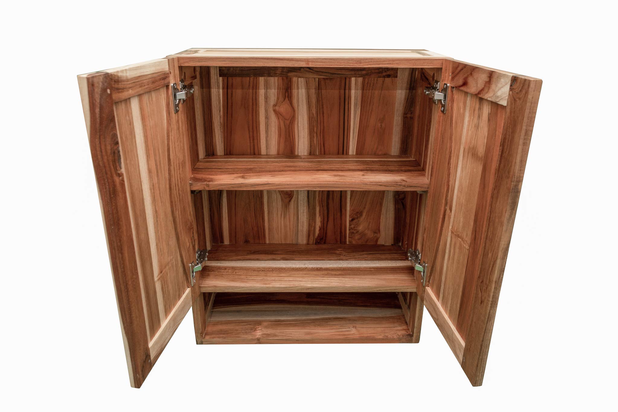 EcoDecors 100% Solid Teak Wood Hanging Wall Medicine Cabinet with Soft Close Doors - Natural Finish Bathroom Storage for Toiletries & Essentials | Perfect for Bathroom, Spa, or Salon Organization