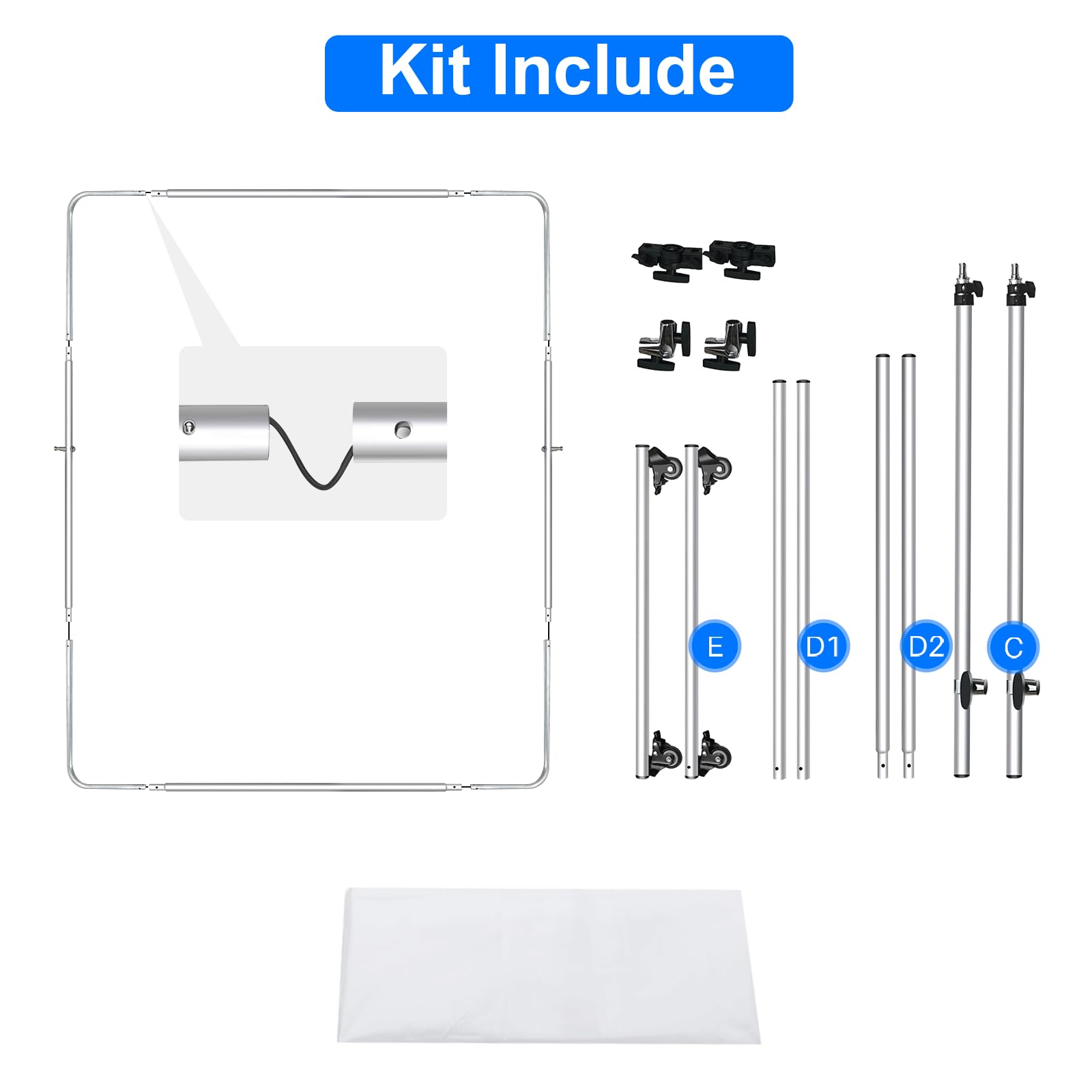 Professional 79x59 inch Photography Light Diffuser with Translucent Cloth - 360° Rotatable Reflector Panel & 7-10ft Adjustable Stand with Wheels - Perfect for Studio, Portrait, Product Photography and Video Shooting