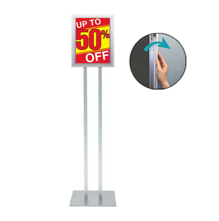 8.5x11 Double Pole Floor Stand Sign Holder - 1 1/4