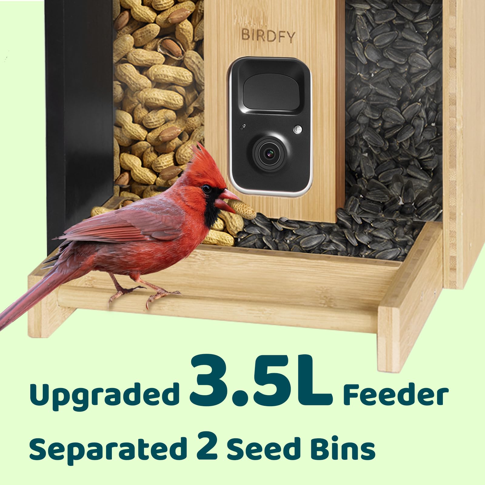 NETVUE by Birdfy AI Smart Bird Feeder with Camera - Solar Powered, 6000+ Bird Species Recognition & Motion Detection - Upgraded Bamboo Wood Design - Perfect for Bird Watching, Garden Monitoring & Nature Lovers - Great Gift Idea for Bird Enthusiasts