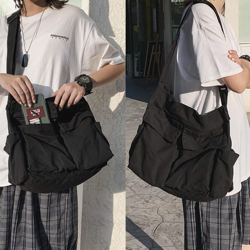 Stylish Canvas Messenger Bag for Women & Men - Large Hobo Crossbody Shoulder Tote with Multiple Pockets | Perfect for Work, Travel & Daily Commute