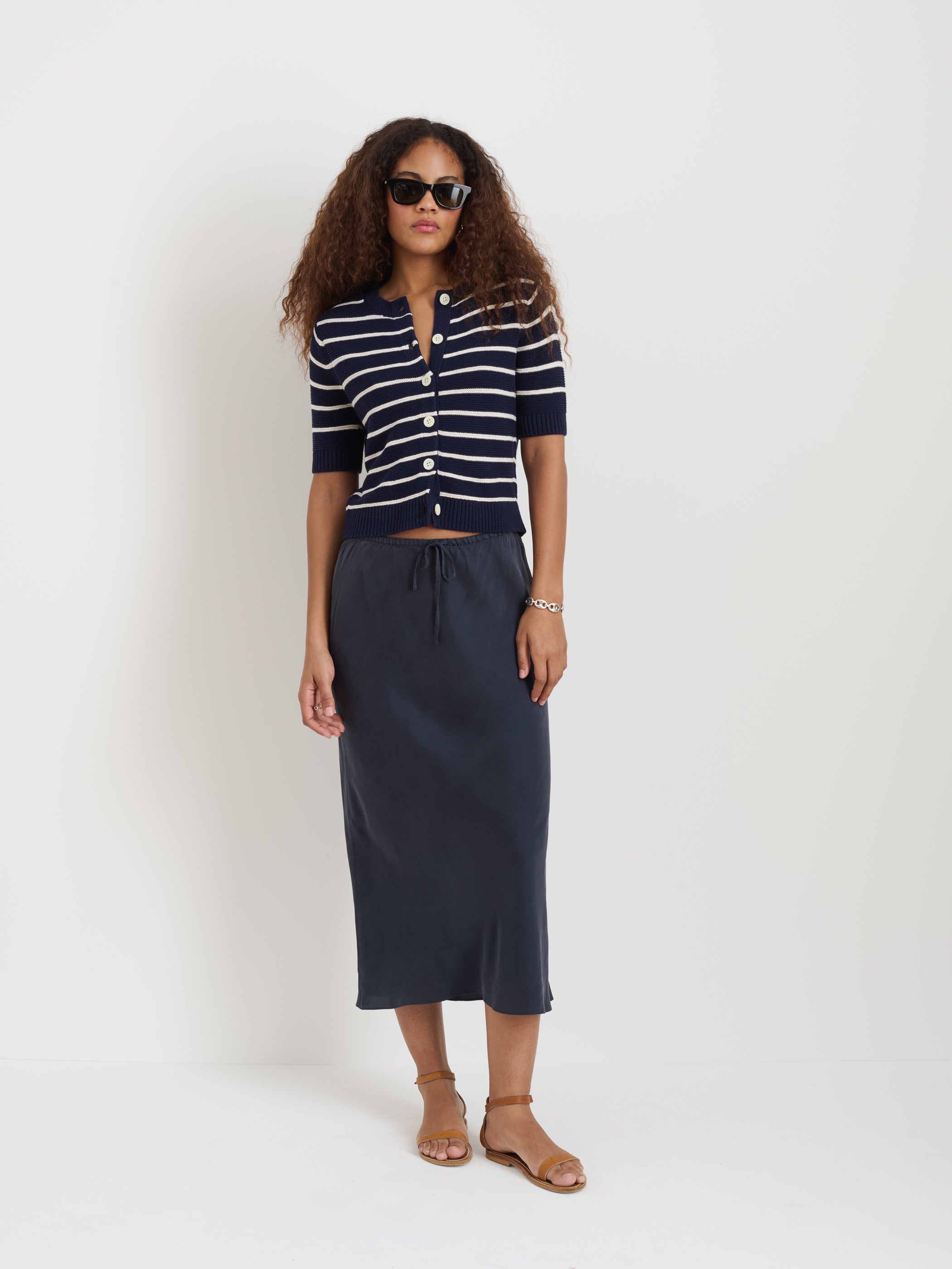 Elle Striped Sweater - Soft Cotton Linen Blend Women's Pullover | Casual Everyday Wear & Fall Layering Essential