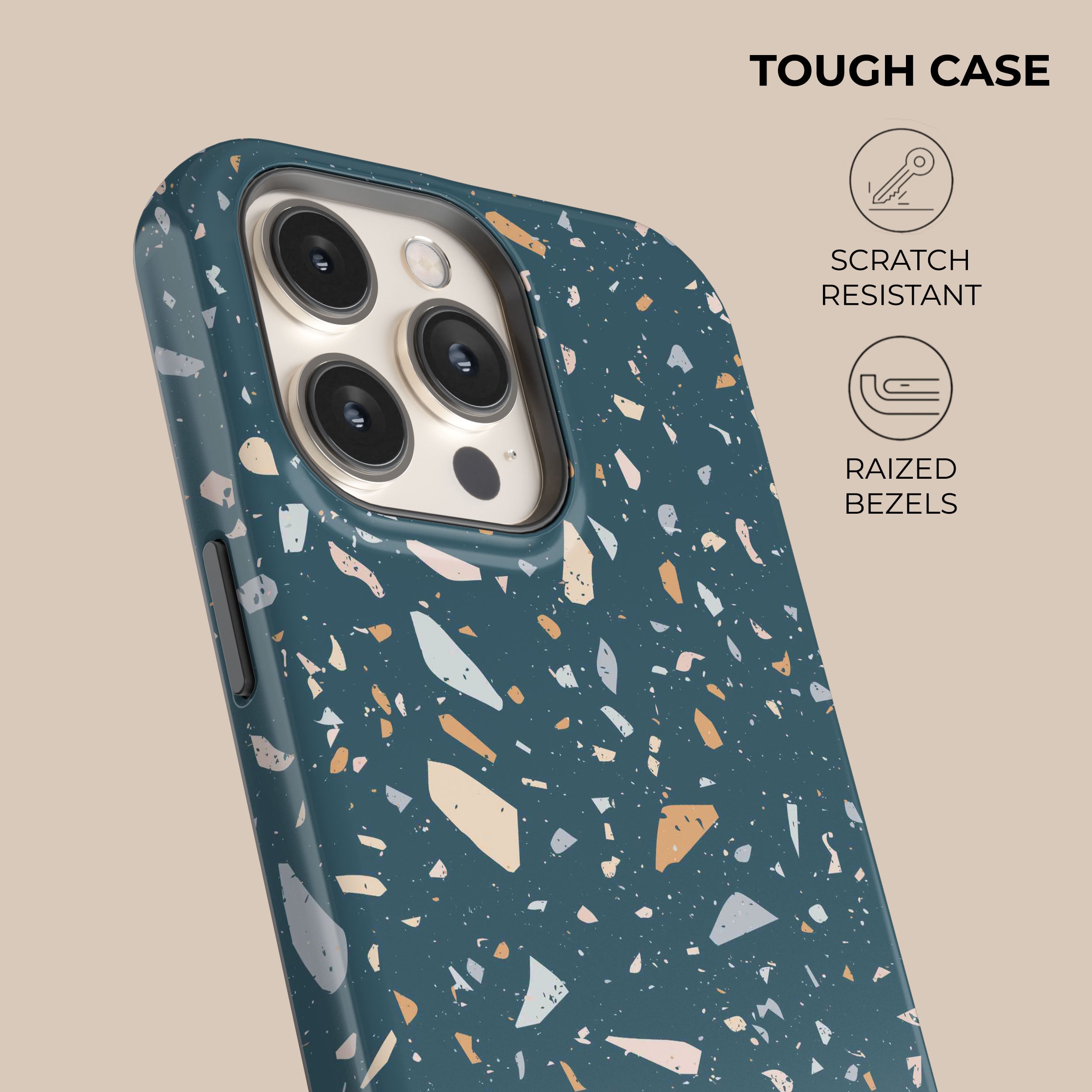 Terrazzo Pattern Phone Case for iPhone & Samsung - Stylish & Durable Vanity Cover for Everyday Use, Work, and Travel