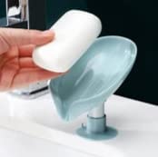 Self-Draining Leaf Soap Holder - Pack of 4, Suction Stand Bath Scrubber for Exfoliating & Dead Skin Removal - Perfect for Shower & Spa